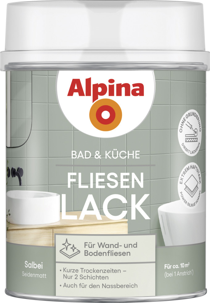 Alpina Fliesenlack Bad & Küche 2k Salbei 750 Ml