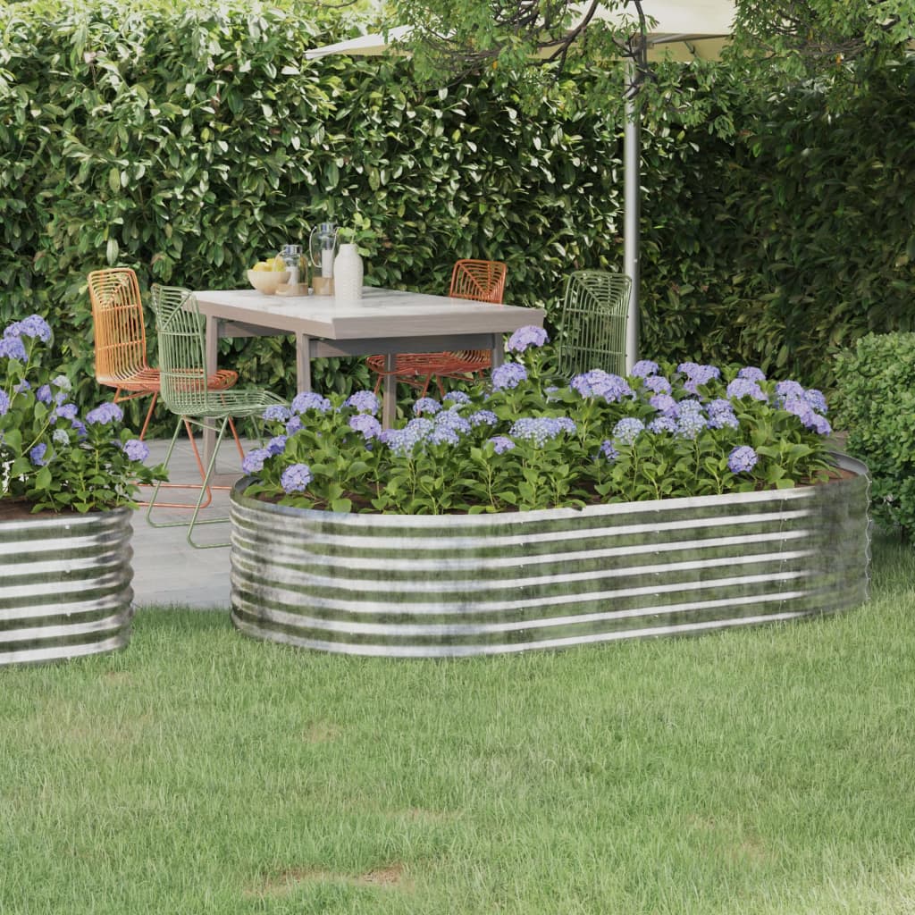 Cache Pot De Jardin Acier Enduit De Poudre Argenté Riza 2