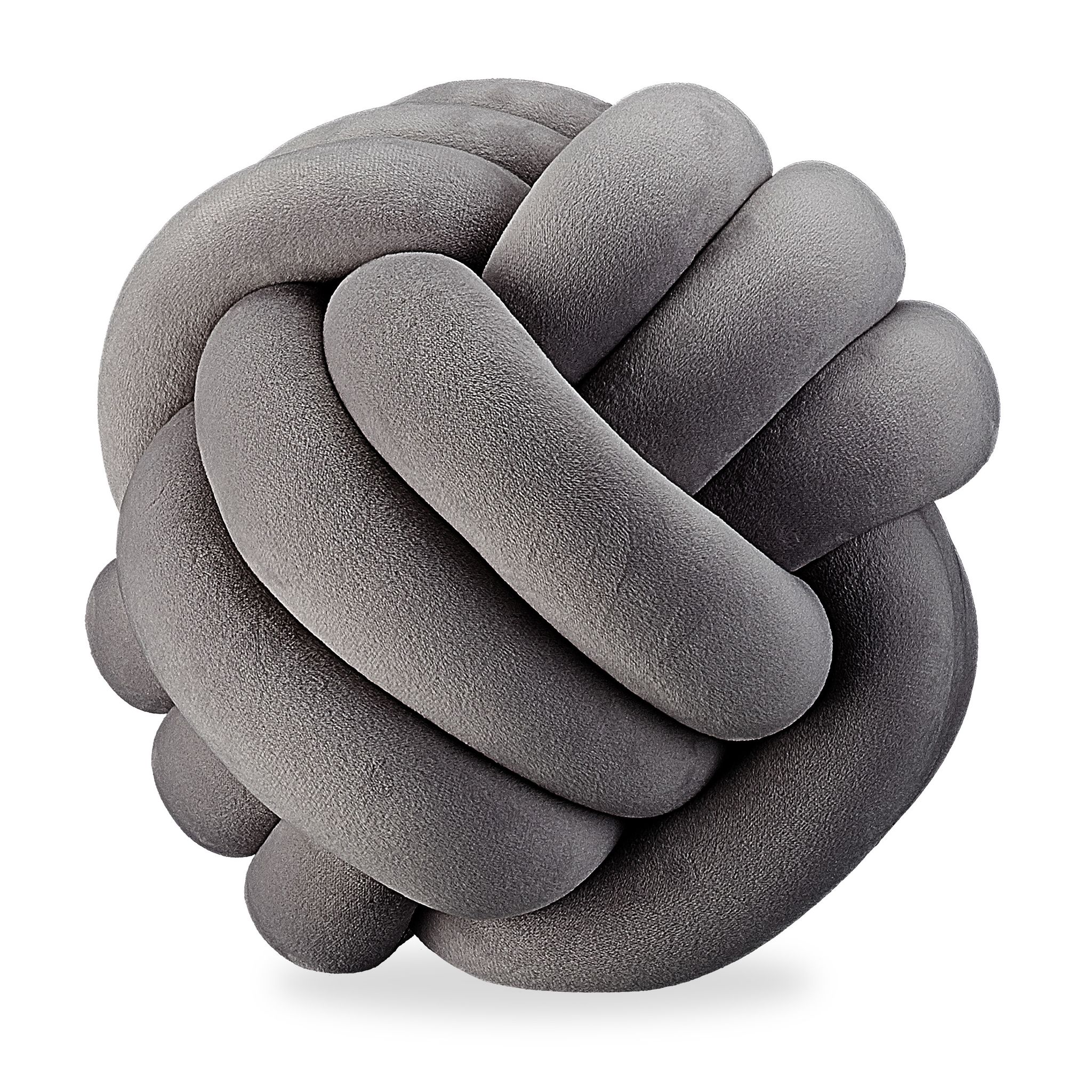 Relaxdays Knot Pillow, Knotted Tie Cushion For Sofa, Decorative, Nordic/celtic, Braid Knot Pillow, Ø 25 Cm, Dark Grey