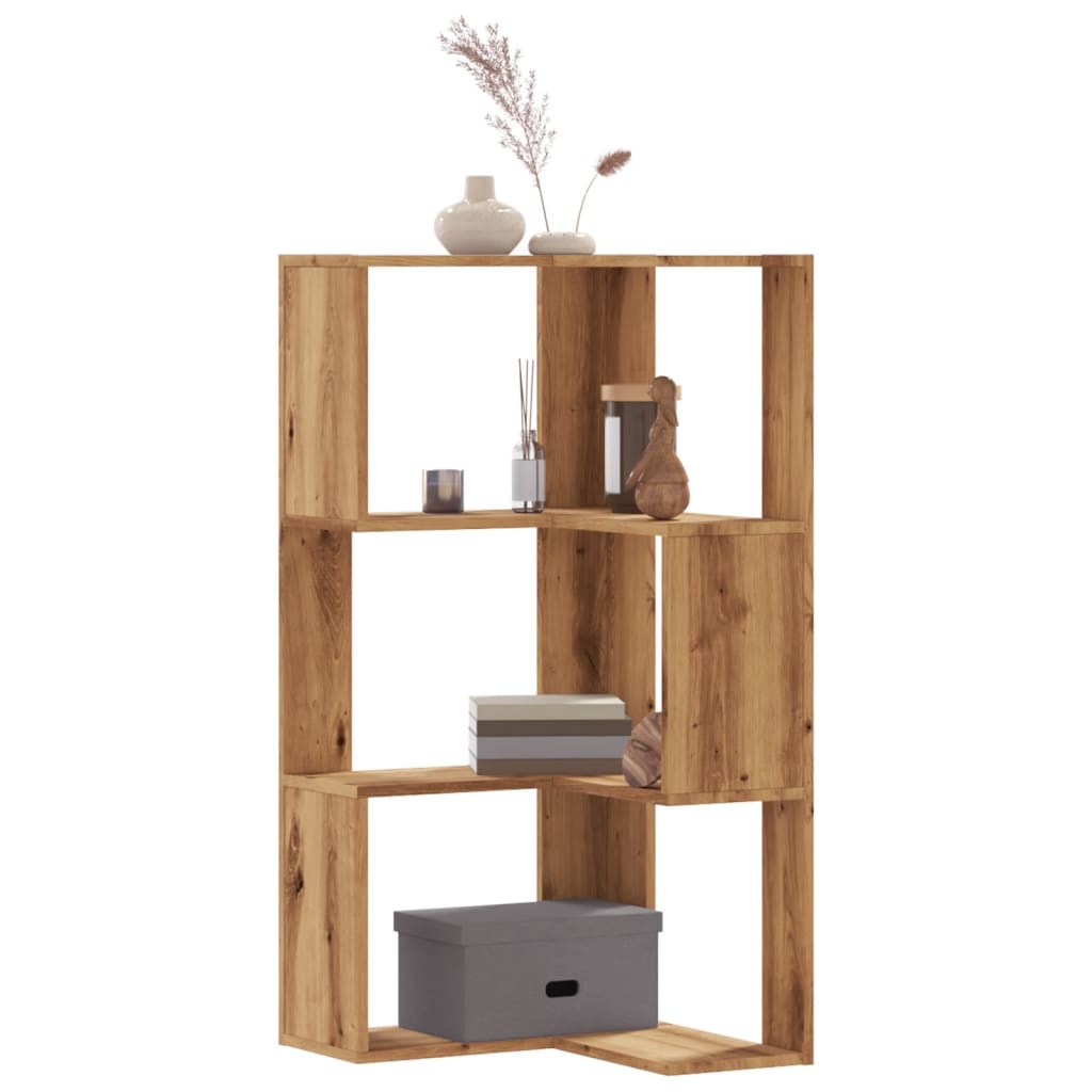 Vidaxl - Bibliothèque D'Angle 3 Niveaux Chêne Artisanal Bois Ingénierie