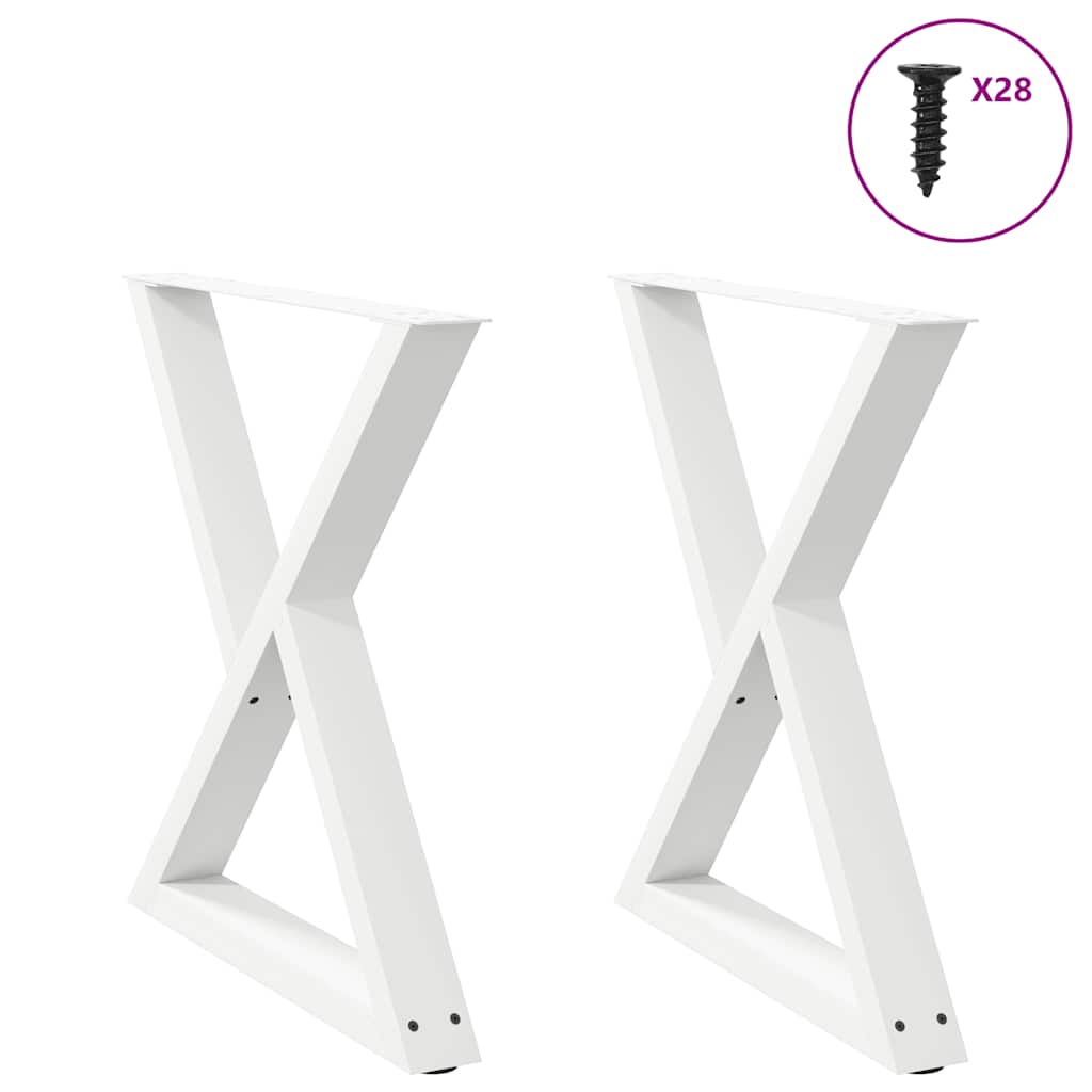 Vidaxl Dining Table Legs 2 Pcs White 70x(72-73,3) Cm Steel