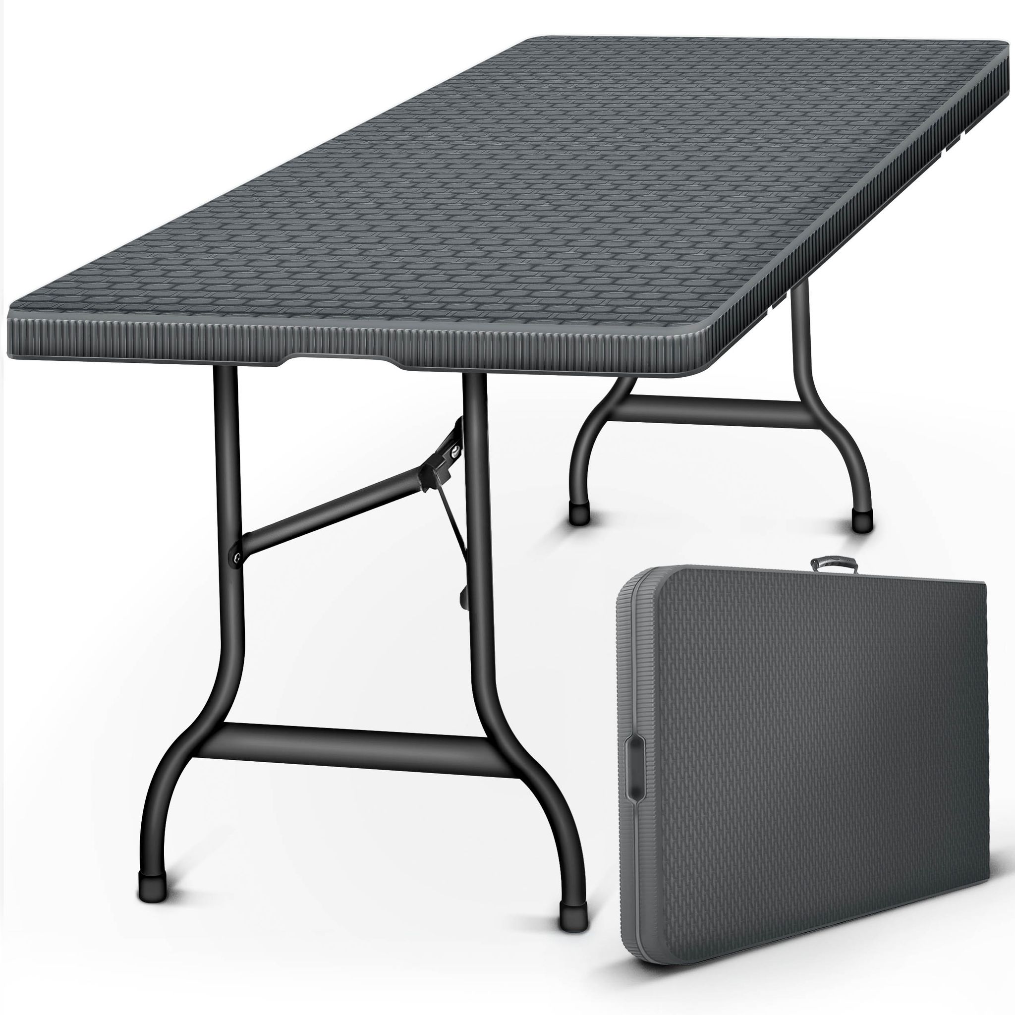 Tillvex Table De Jardin Pliante Effet Rotin 180x75 Cm Table De Buffet