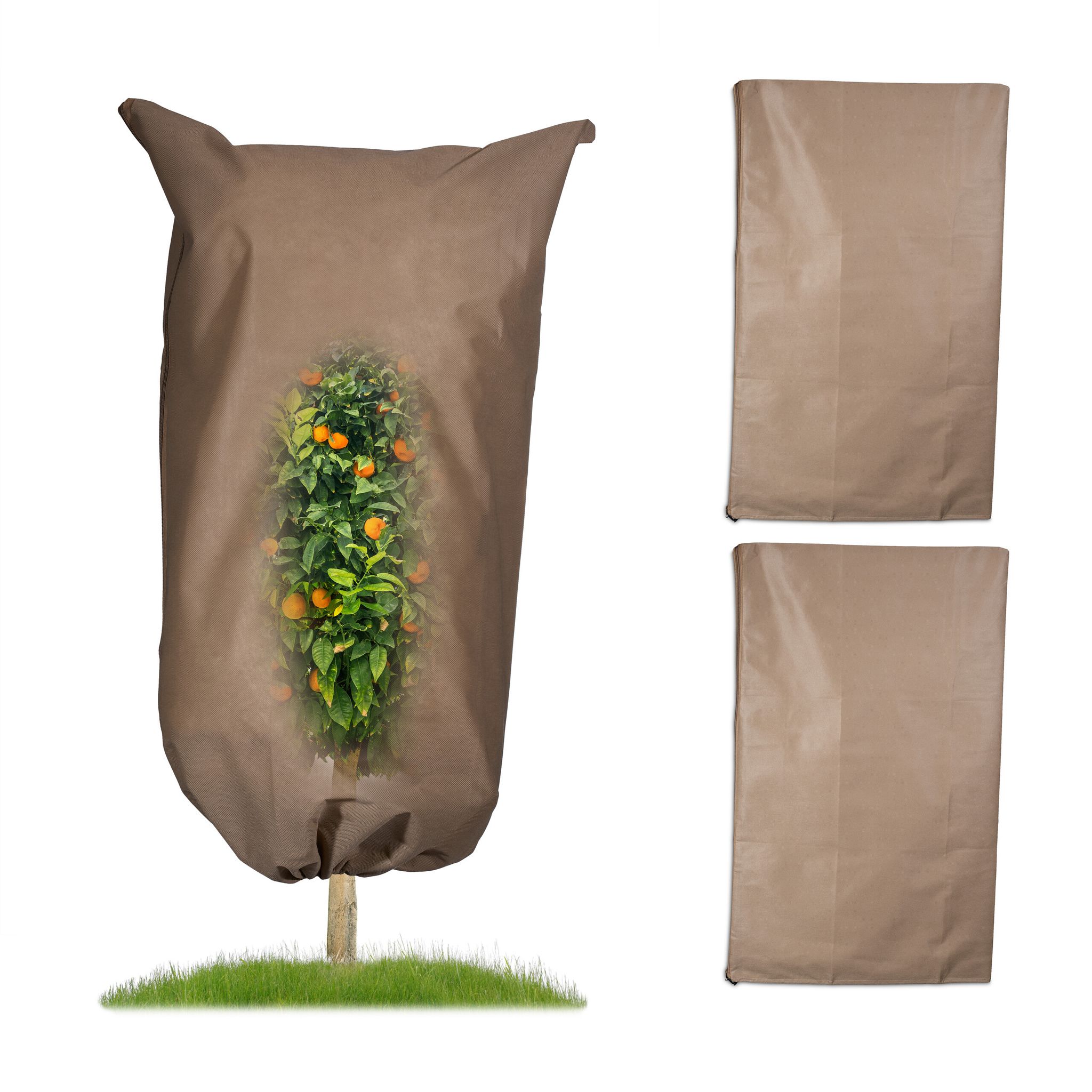 Relaxdays Plant Protection Cover, Set Of 3, For Winter, L, 180 X 120 Cm, Prevent Frost, Protect Flowerbed, Fleece, Beige