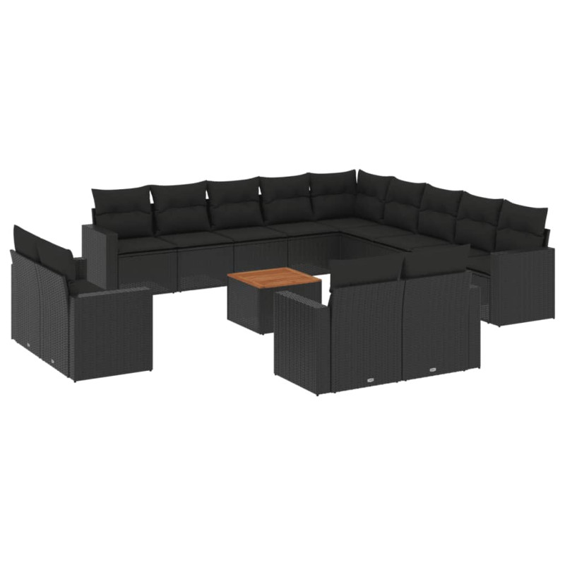 VidaXL - Garten sofagarnitur poly-rattan, One Size, Schwarz