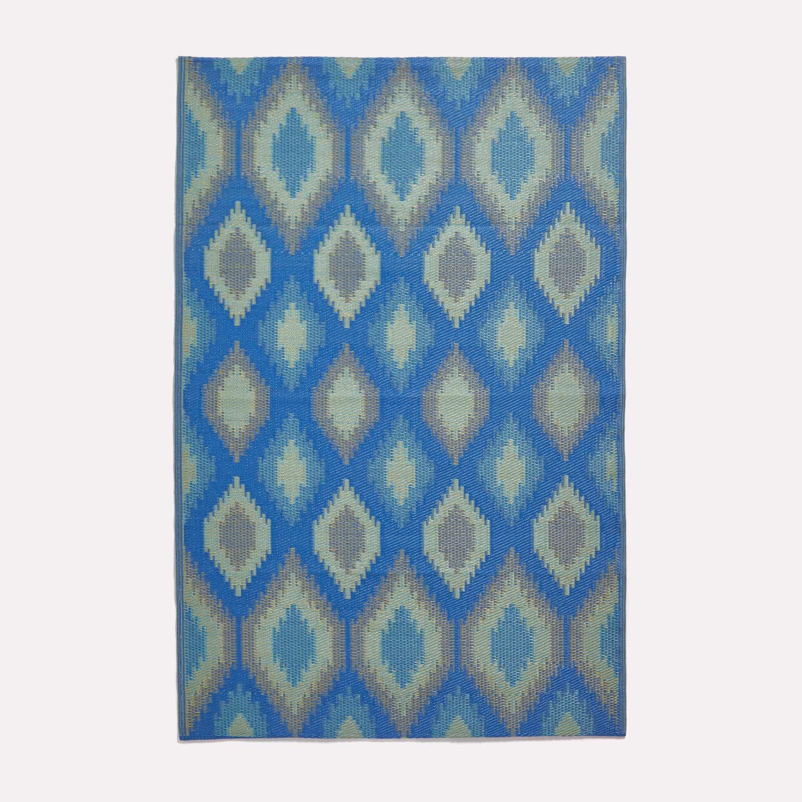 Homescapes Outdoor Rug Waterproof, Blue Amber Ikat, 240 X 300 Cm