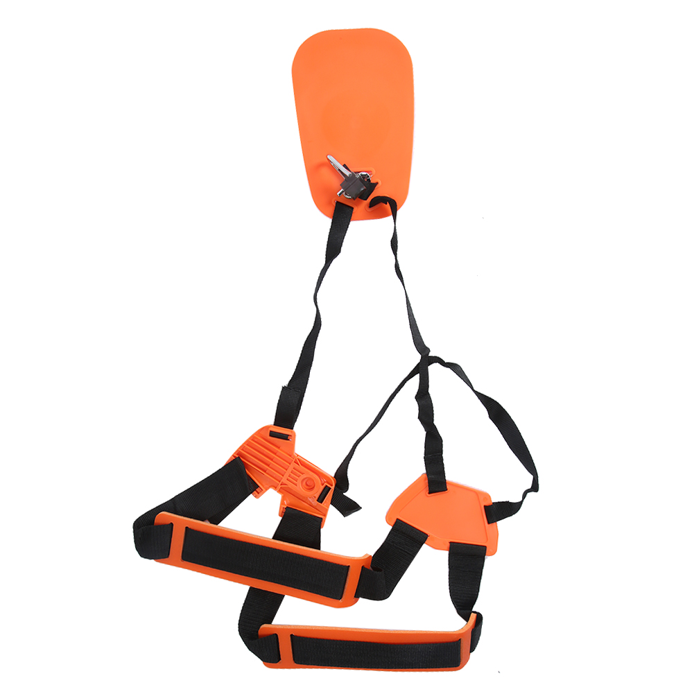 Sangle double bandoulière pour tondeuse et débroussailleuse, nylon et coussin éponge, réglable, orange
