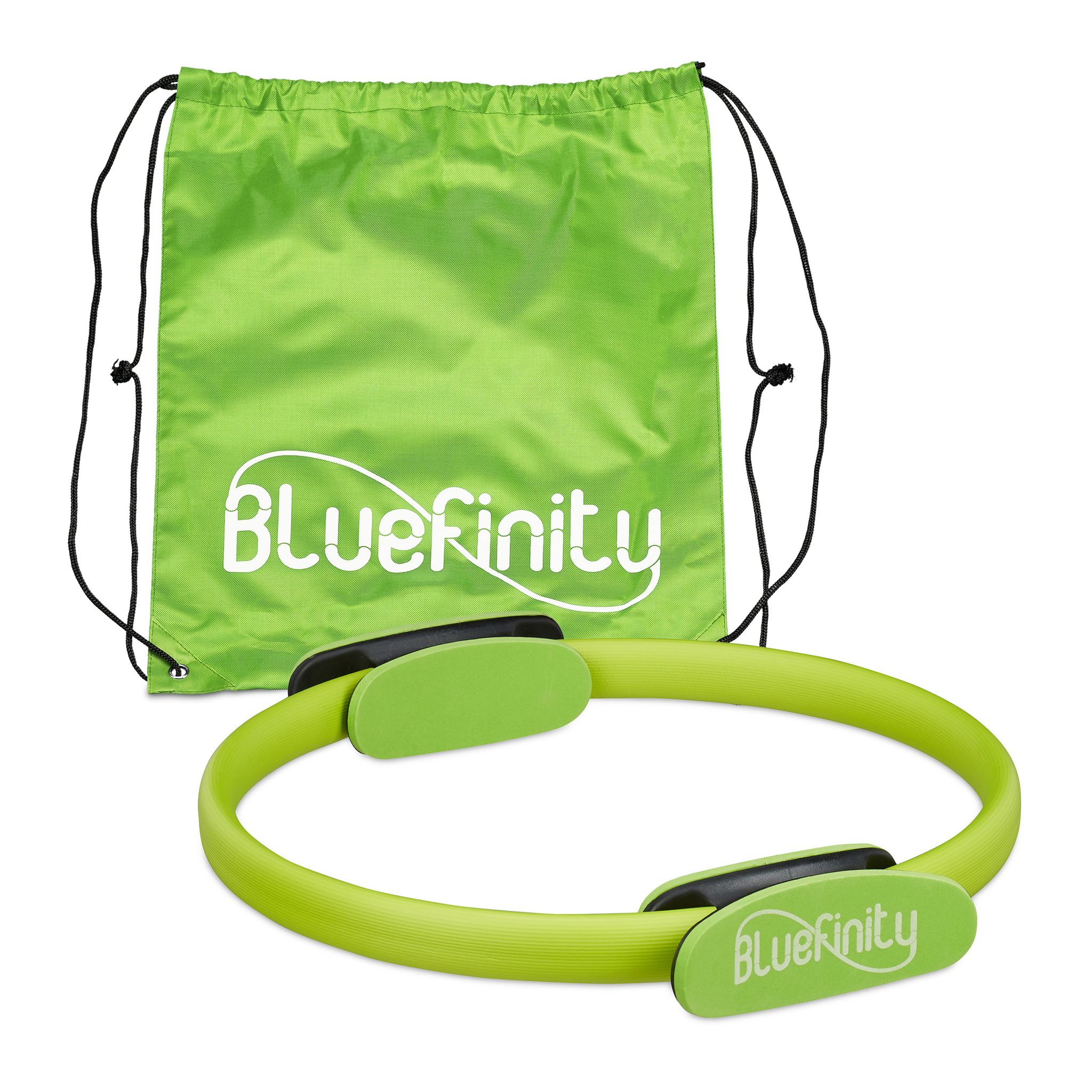 Relaxdays Grün Bluefinity Pilates Ring Mit Übungen, Doppelgriff, Gepolstert, Widerstandsring Yoga, Fiberglas, Fitness Ring Ø 37Cm,