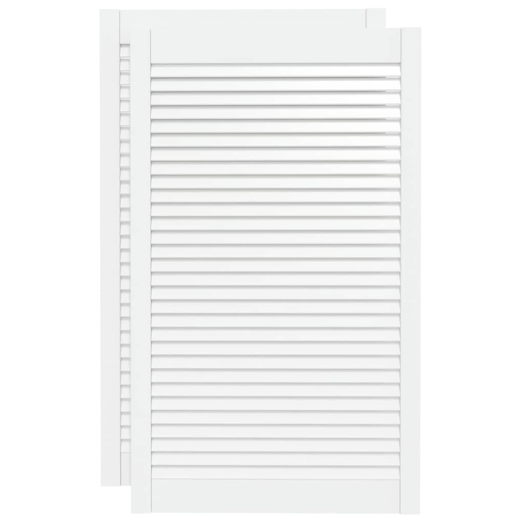 Cabinet Doors Louvred Design 2 Pcs White 99.3x59.4 Cm Solid Wood Pine Vidaxl