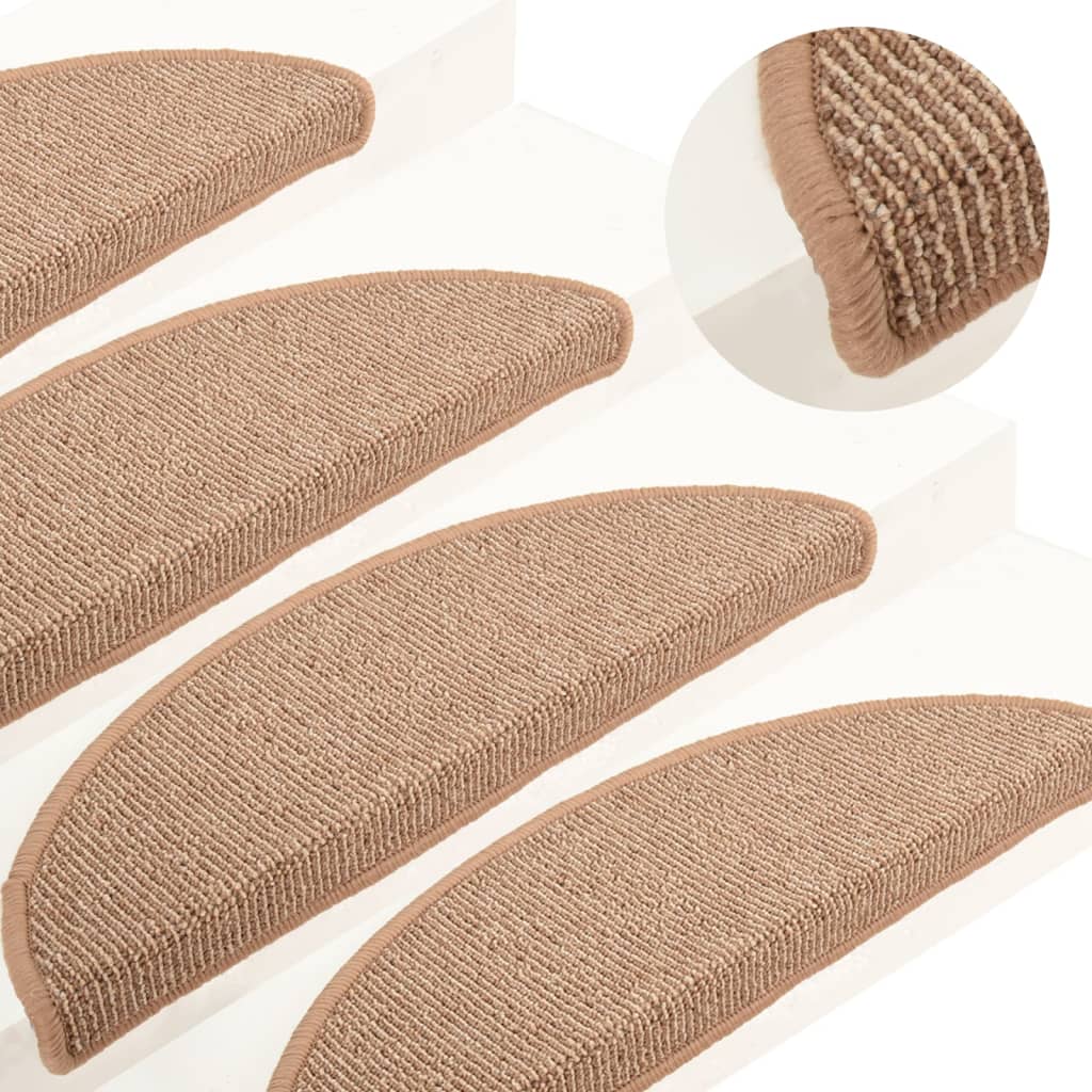 Vidaxl Hellbraun Stair Mats 15 Pcs 65X21x4 Cm Light Brown Half Round Large