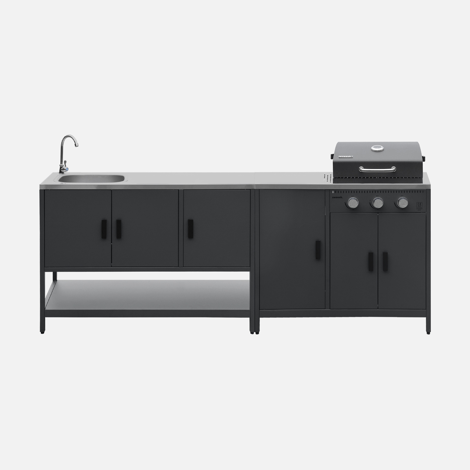 Cucina Da Esterno Modulare Con Barbecue A Gas, 3 Bruciatori, 5 Moduli