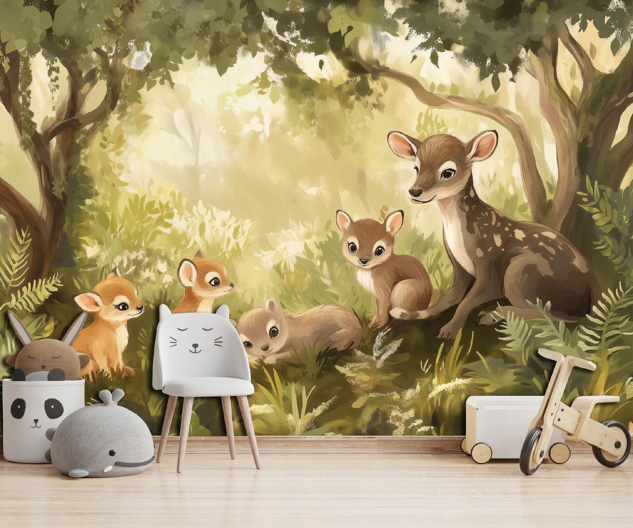 Wallarena Vlies Fototapete Kinderzimmer 150x105 Cm Wald Landschaft - Fototapeten Tapeten Für Kinder Mädchen & Jungen - Kindertapete - Kinderzimmertapete Tiere