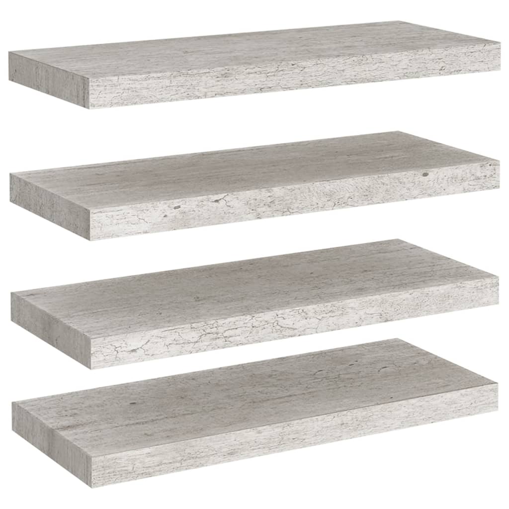 Vidaxl Grau Schweberegale 4 Stk. Beton 60X23,5X3,8 Cm Mdf