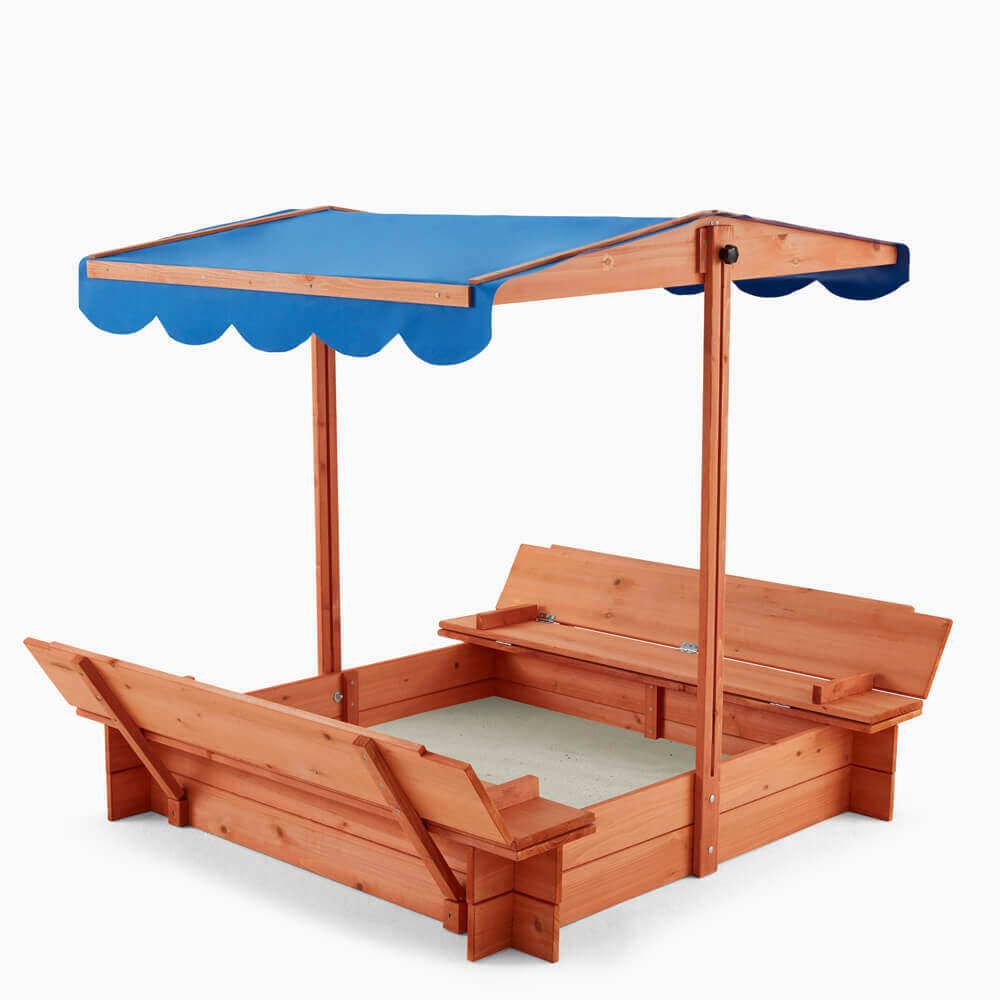 Bac à sable avec voile d'ombrage buddelkiste - 110 x 110 cm - Home Deluxe