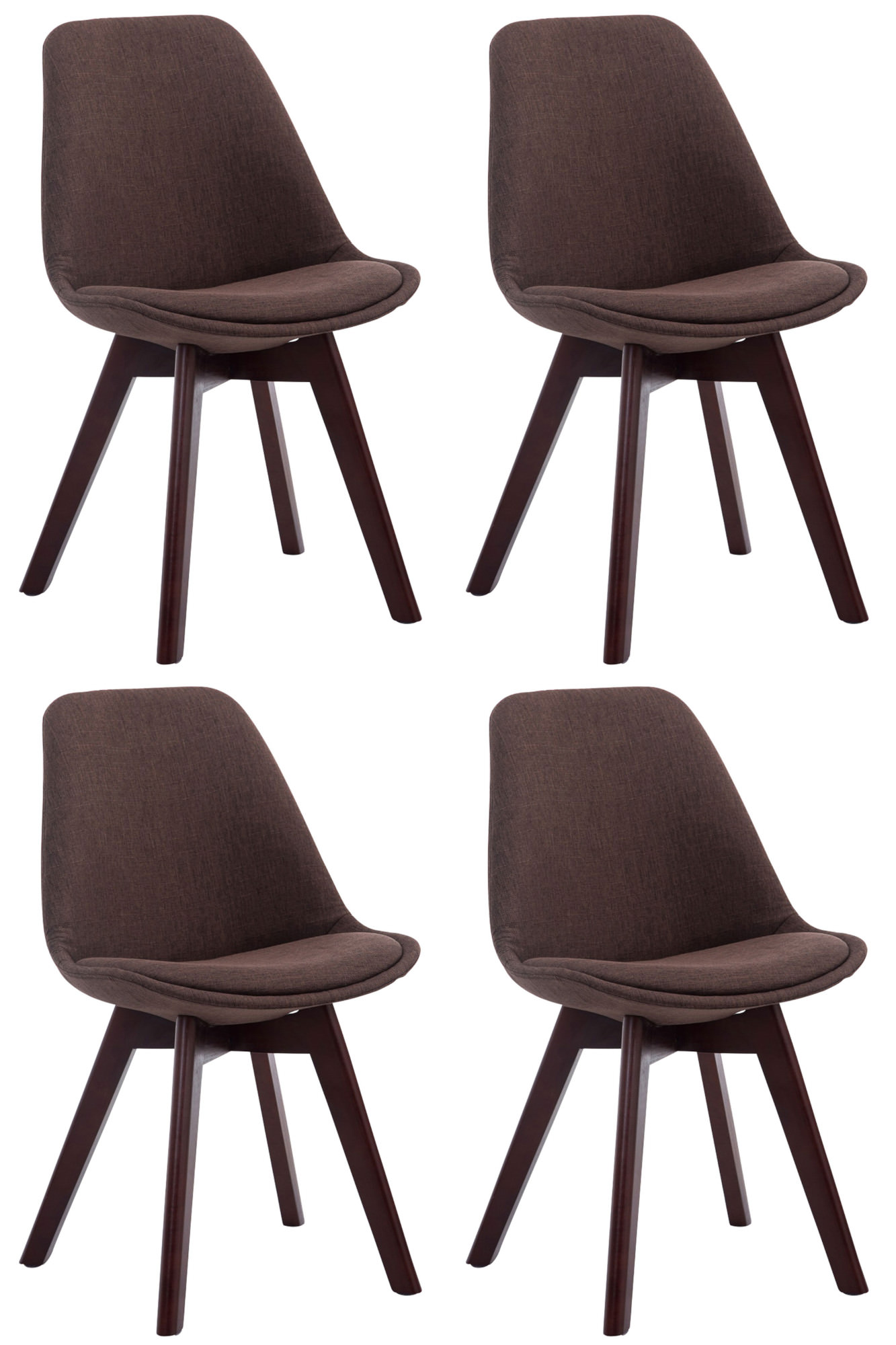 Clp - 4er Set Besucherstühle Borneo V2 Stoff Braun Walnuss