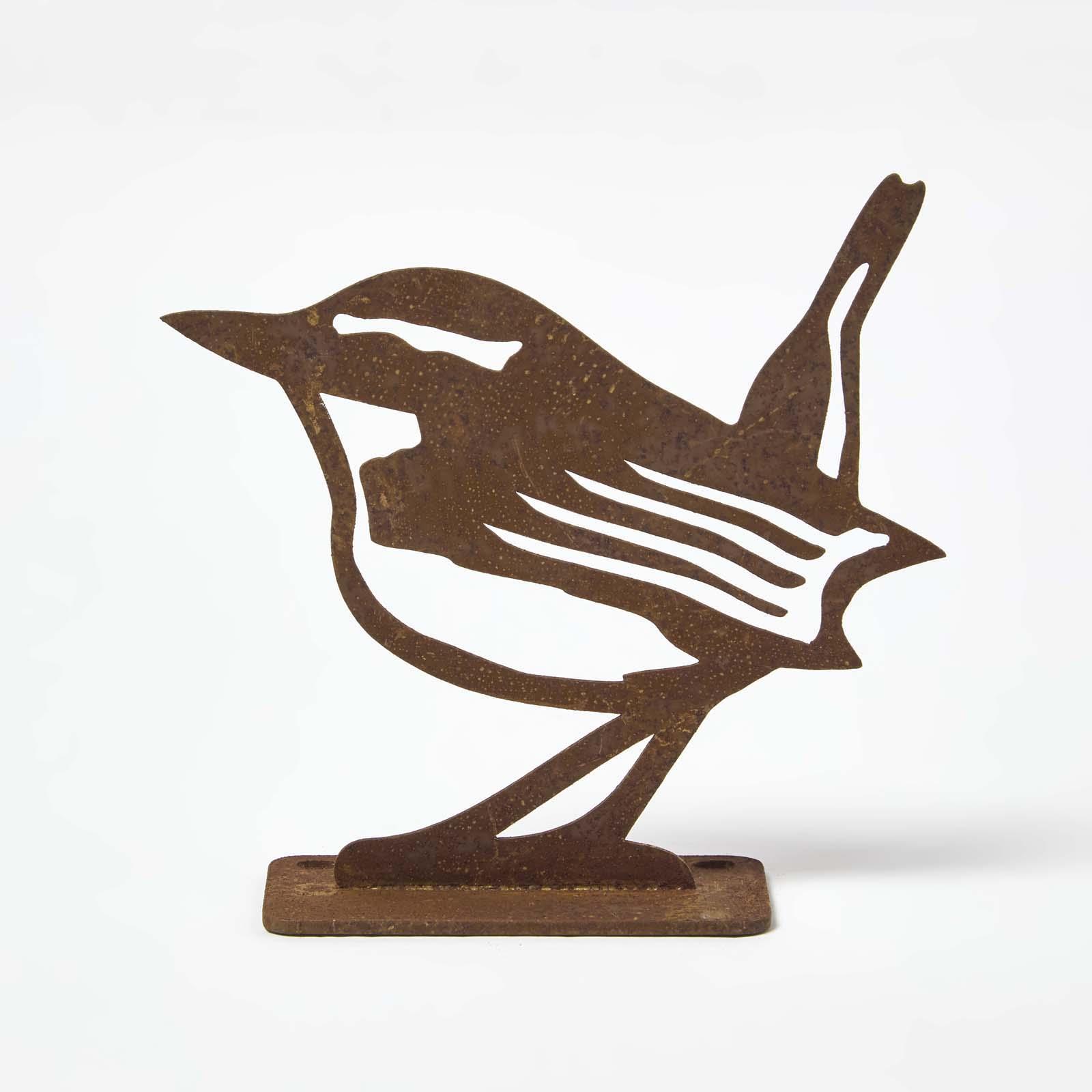 Homescapes Zaun-figur Zaunkönig, Gartendeko Rost-figur Zum Anschrauben, Vogel-deko Edelrost 10, 7 Cm Hoch, Gartendeko Metall