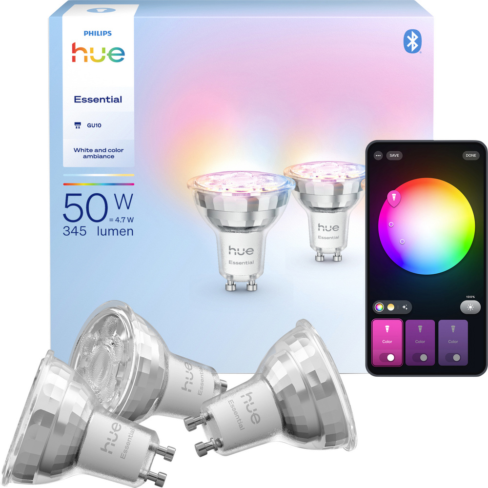 Philips Hue Licht Philips Led-Leuchtmittel 929004235704 Eek: F (A - G) Hue Essential White & Col. Amb. Gu10