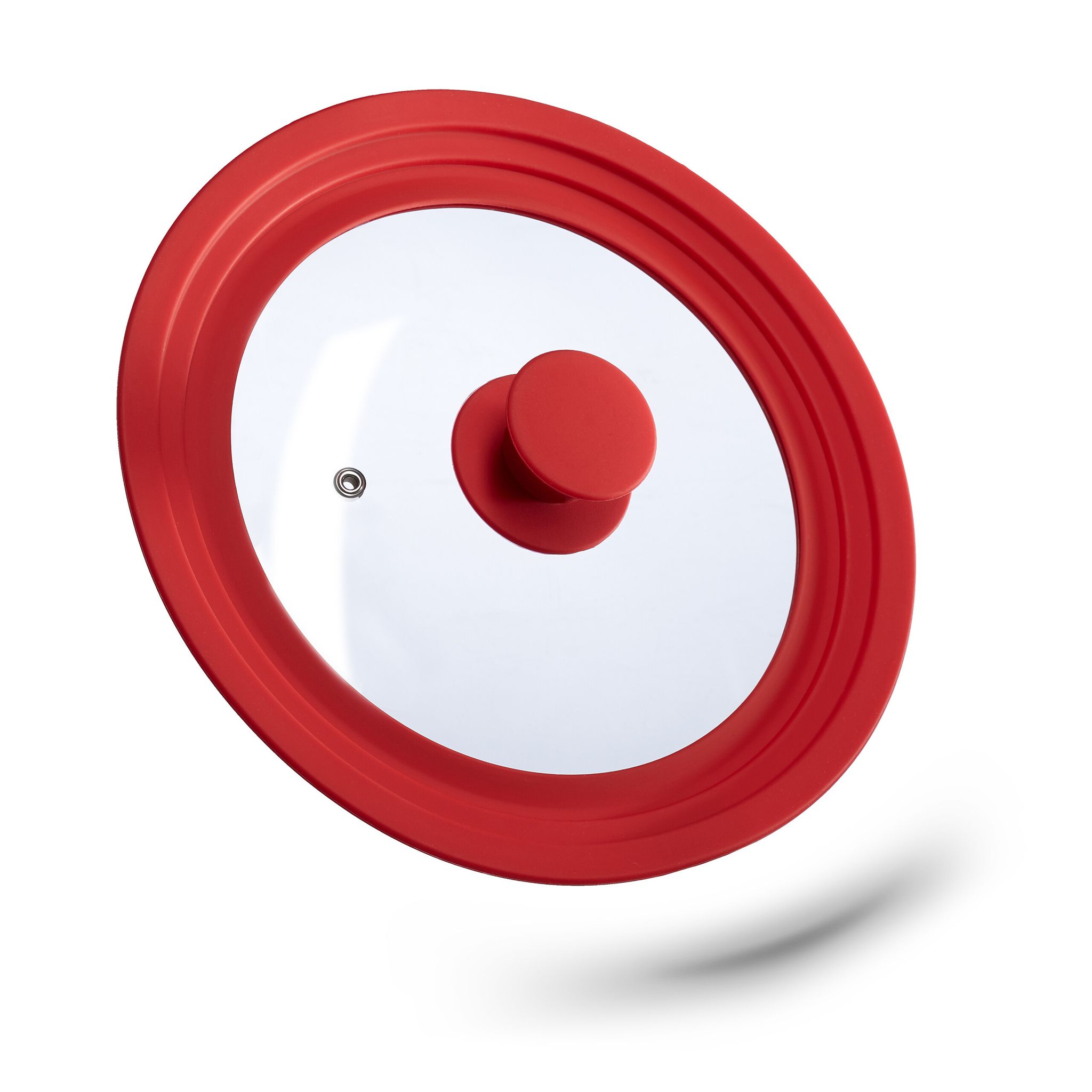 Coperchio Universale, Con Bordo In Silicone & Foro Per Il Vapore Per Pentole E Padelle Ø 20 - 24 Cm, Rosso - Relaxdays