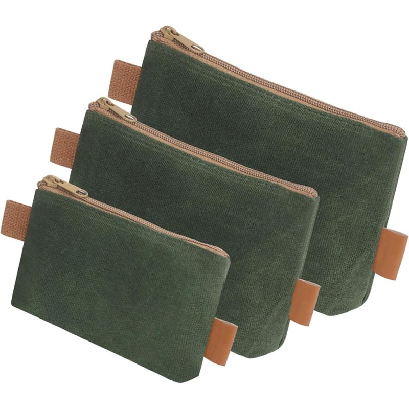 Lot de 3 sacs à outils en toile cirée robuste, étanches, grand compartiment, vert