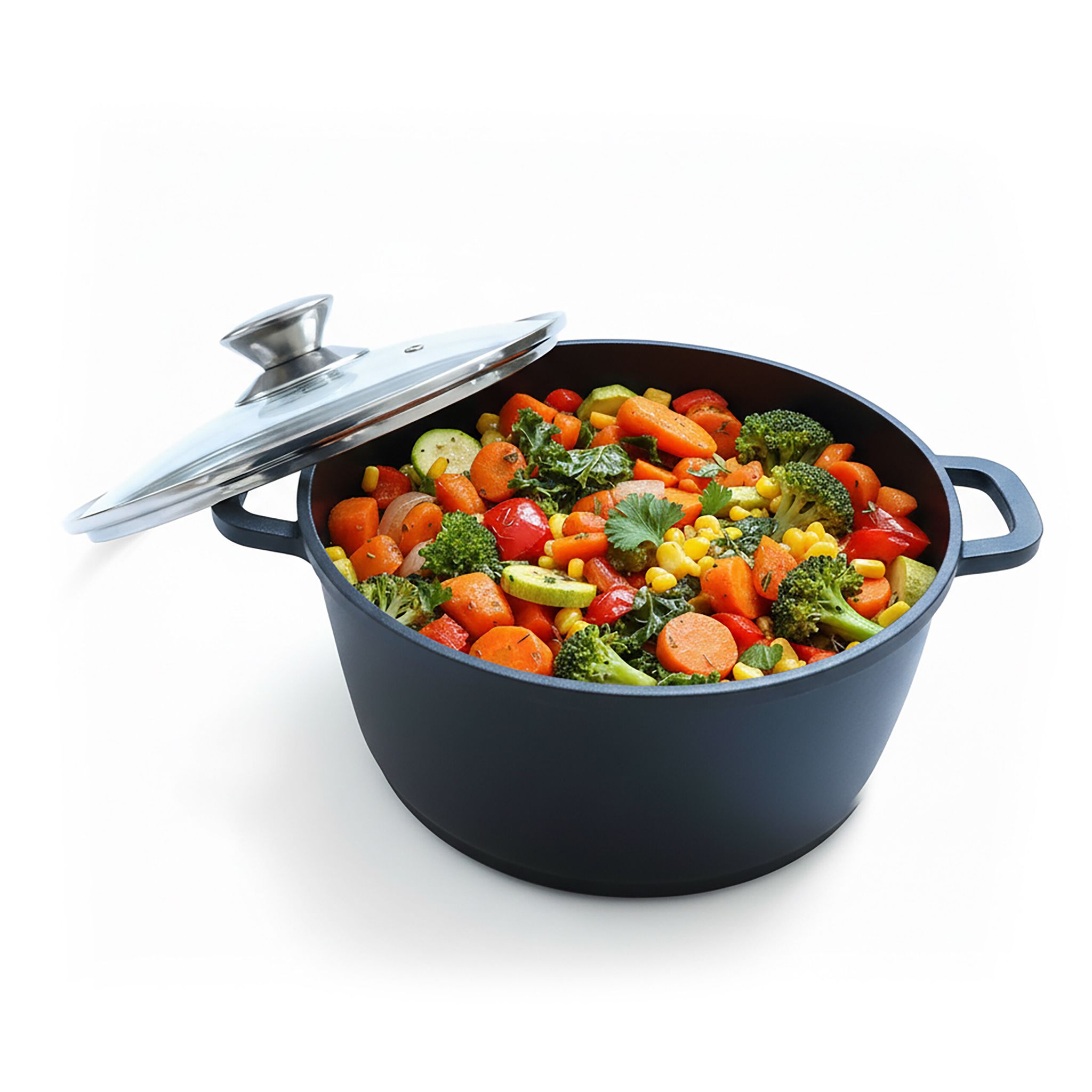 Relaxdays Cast Aluminium Braising Pan With Glass Lid, Non-stick, For Induction, H X D, 15 X 32 Cm, Black