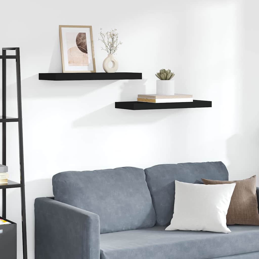 Scaffali A Parete 2 Pz Neri 60x23,5x3,8 Cm In Mdf - Vidaxl