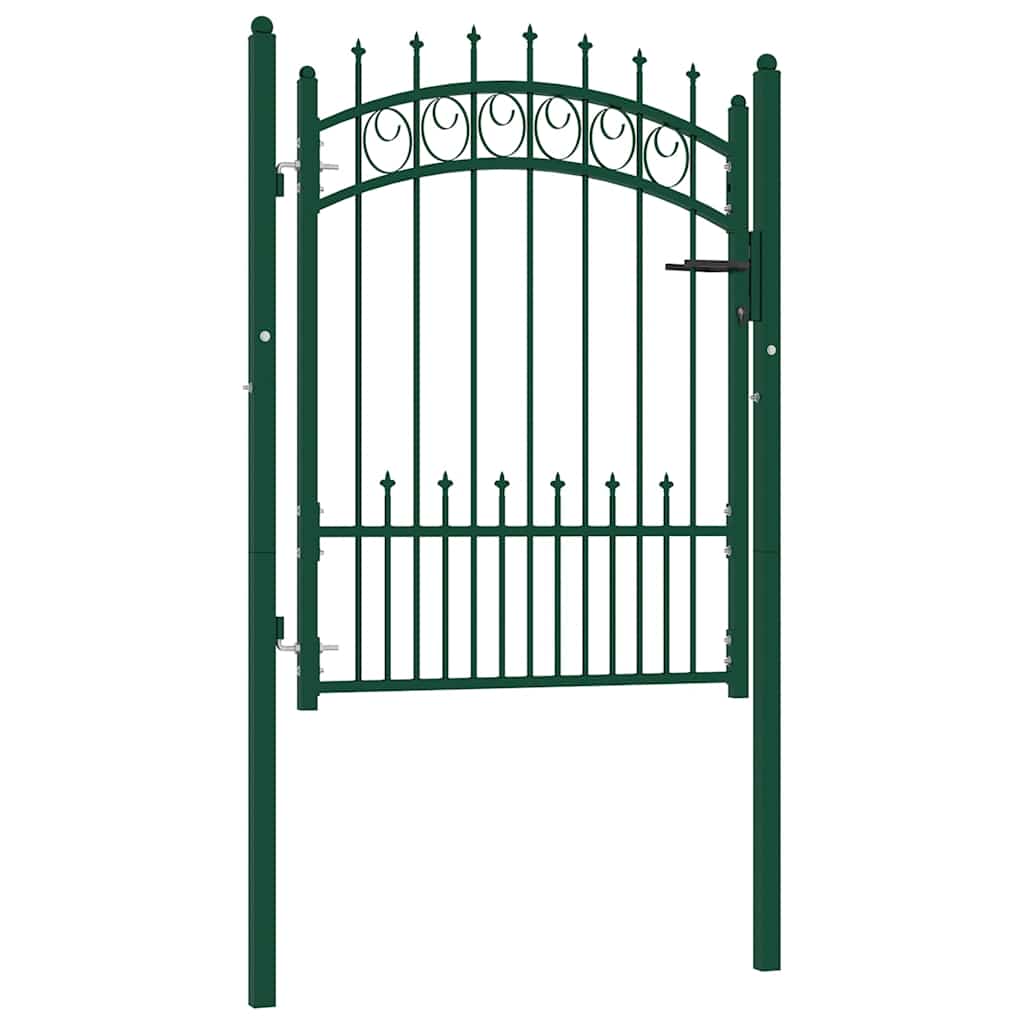 Fence Gate With Spikes Steel 100x125 Cm Green Vidaxl