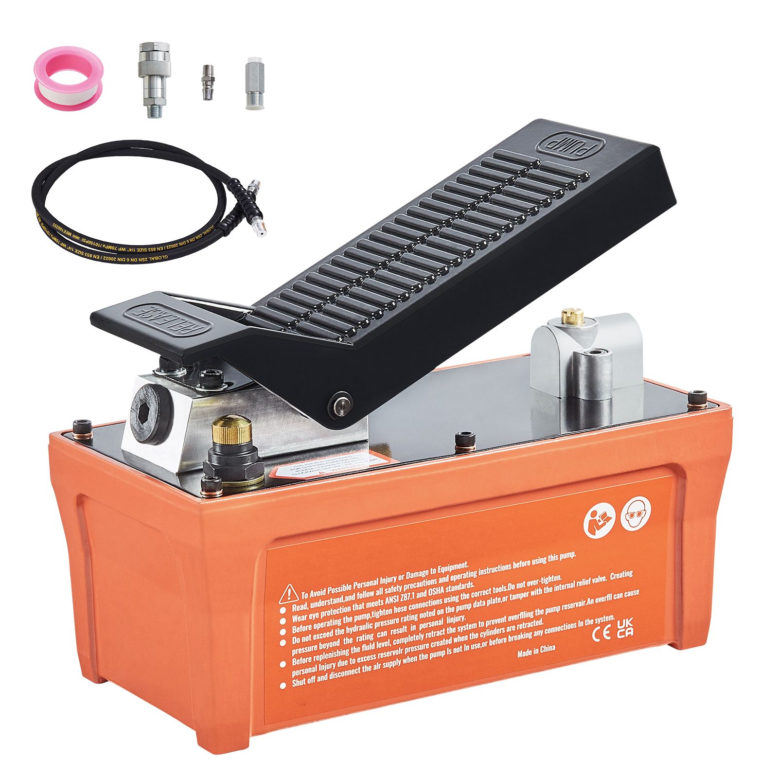 Pompe hydraulique à air et à pédale YUDO, 6895 bar, réservoir 1,9 l, tuyau 2 m, raccords NPT