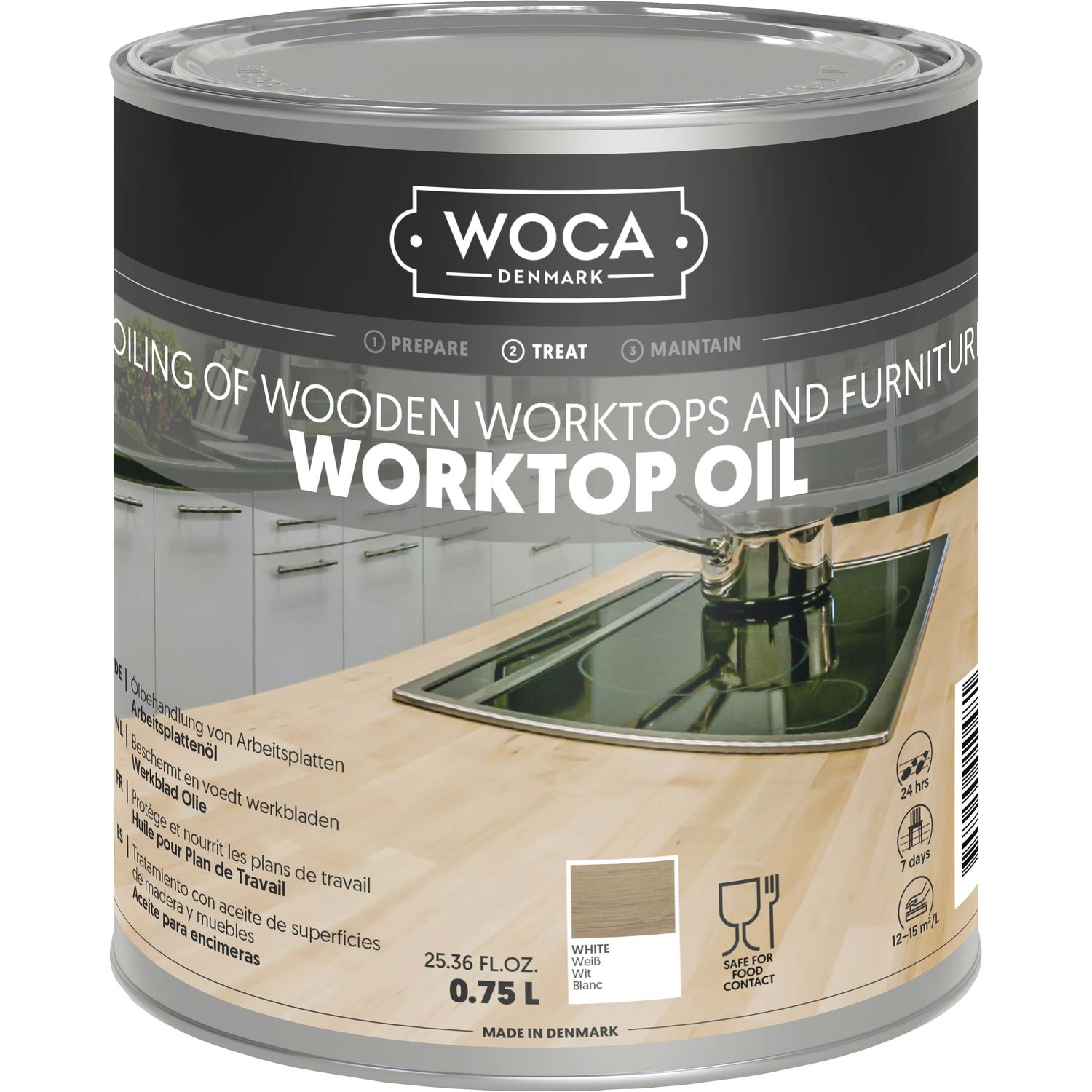 WOCA Arbeitsplattenöl weiß 0,75 Liter - Image 2