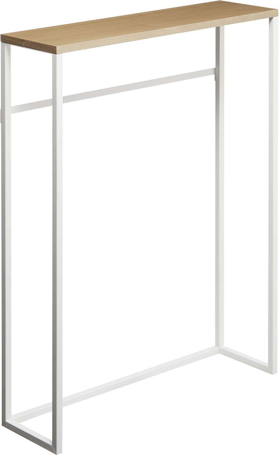 Console D'Entrée Métal Blanc Et Bois – Longueur 60 Cm – Avec Crochets