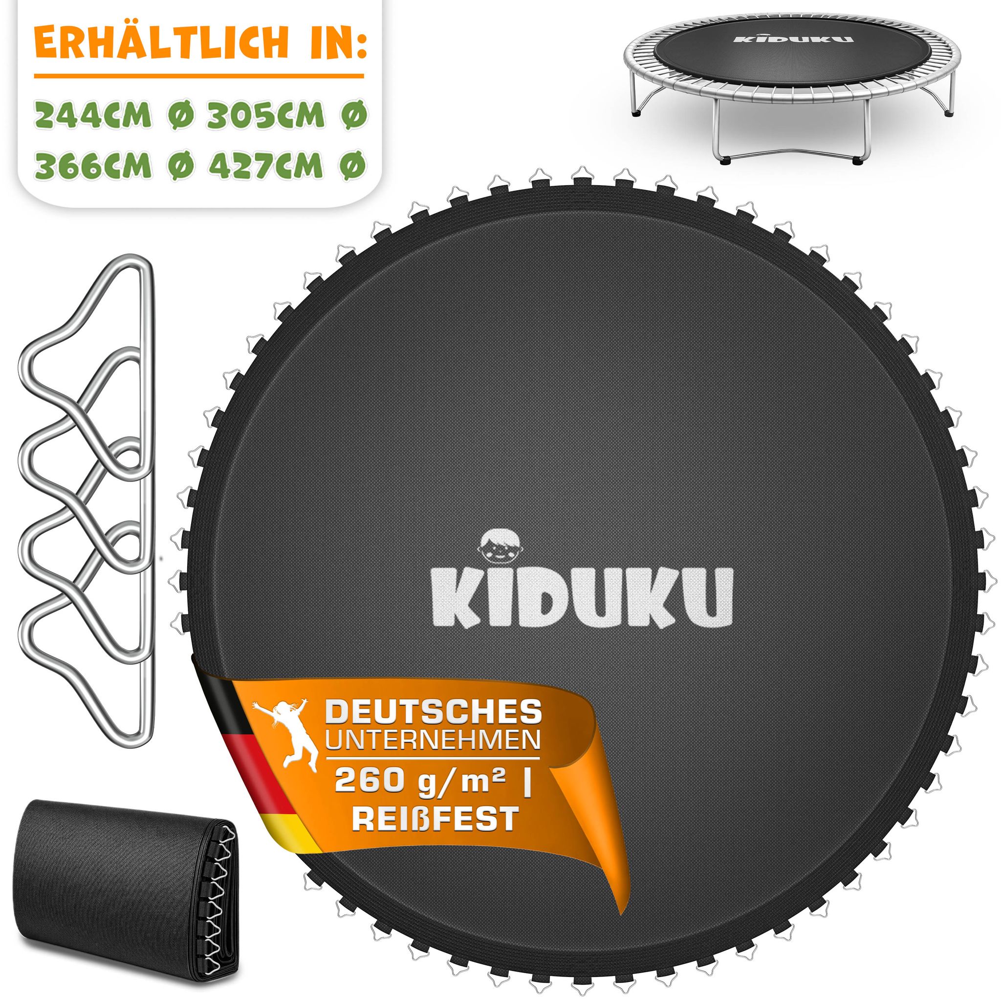 Kiduku® Trampolin Sprungtuch Ø 244 Cm / 48 Ösen Ersatz Sprungmatte Uv-beständig & Wetterfest Zubehör Ersatzmatte Garten-trampolin