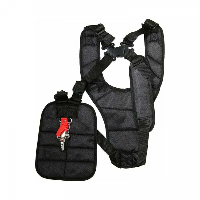 Bandoulière ergonomique double pour tondeuse et débroussailleuse, polyester ajustable, noir