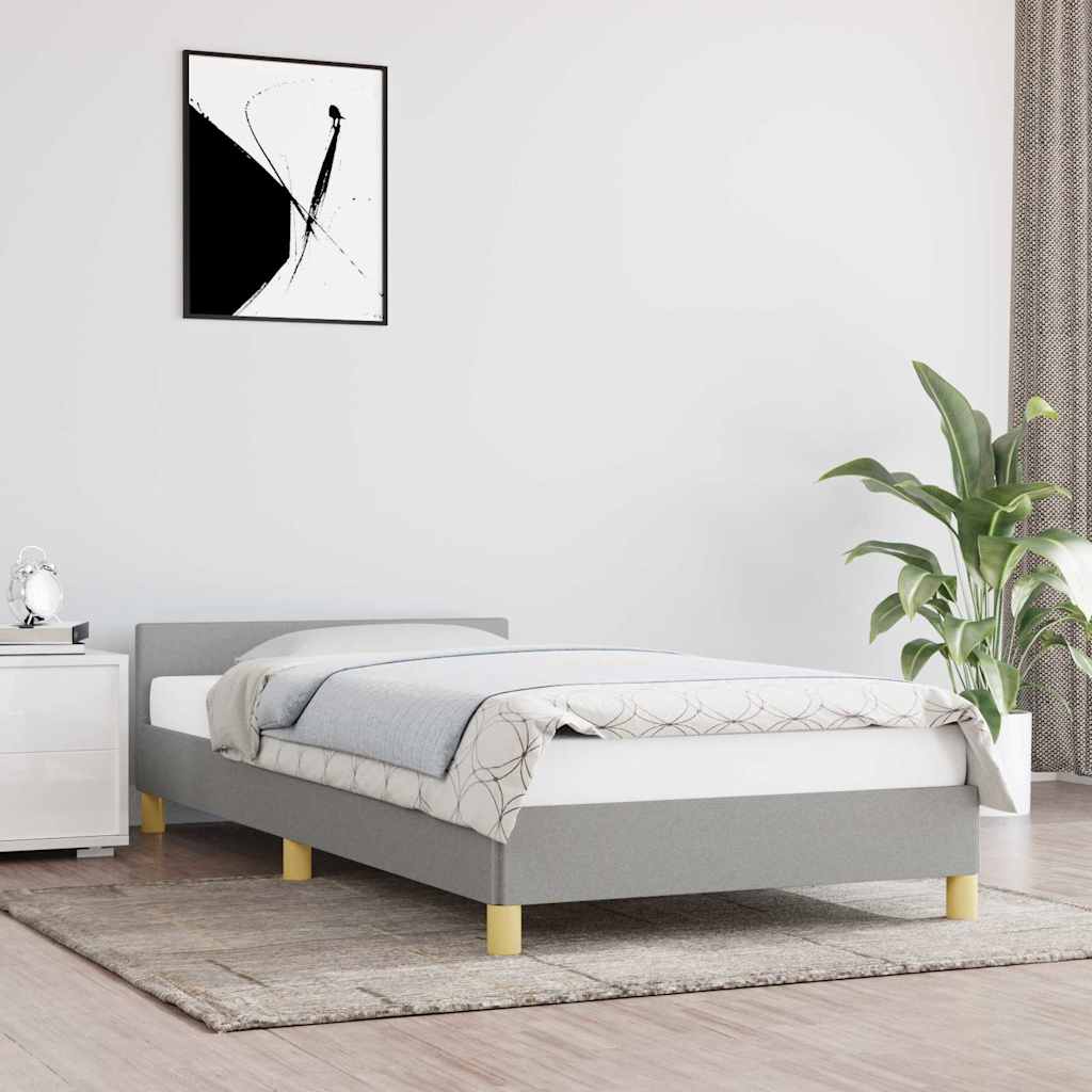 Lit Adulte Avec Tête De Lit Cadre De Lit Lit Grand Gris Clair 90x190 Cm
