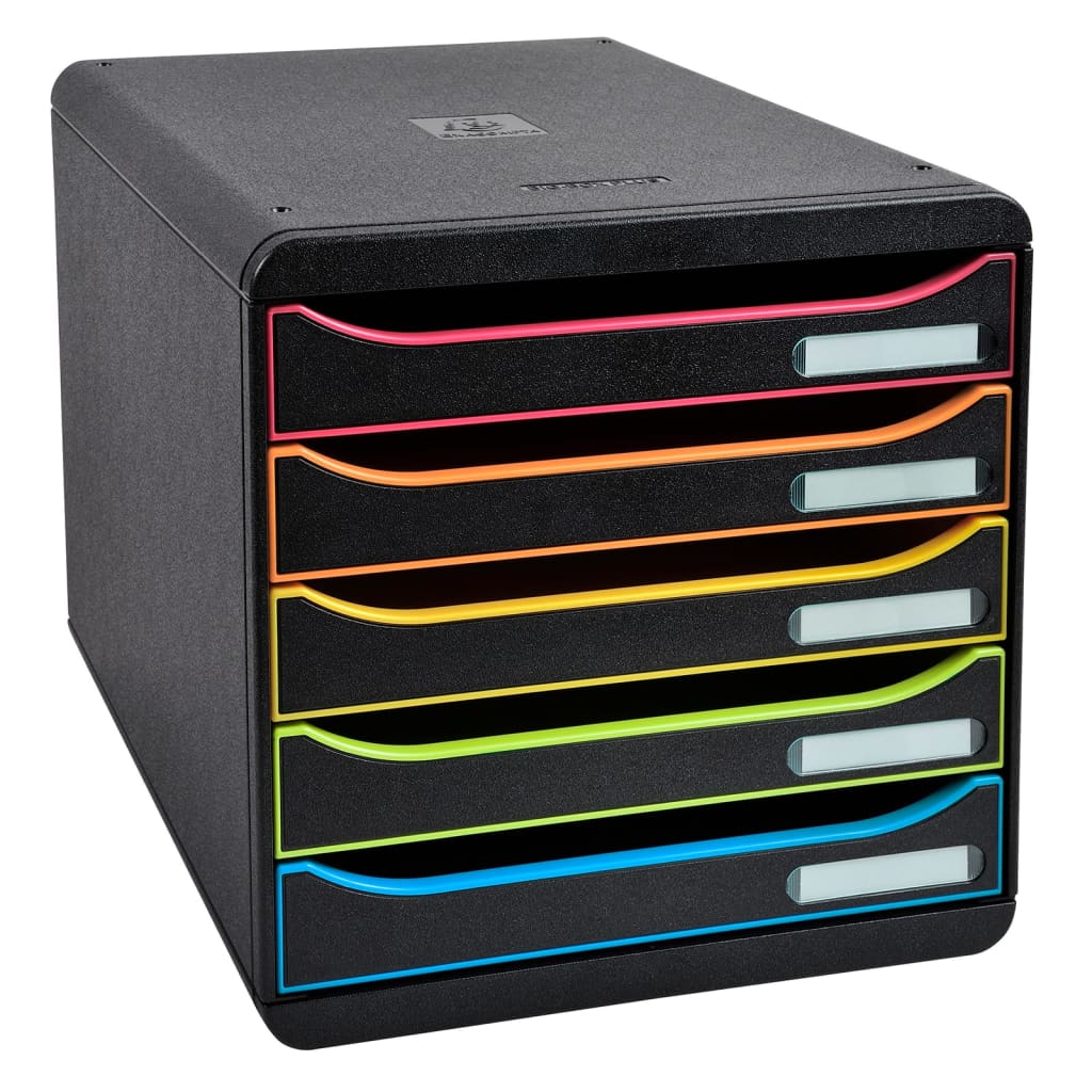 Exacompta Schwarz - Schubladenbox Big-Box Plus 5 Schubladen Din A4 Überbreite Polystyrol Gehäusefarbe: Farbe Der Schublade: /Harlekin