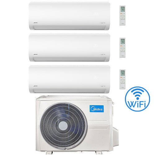 Climatizzatore Condizionatore Midea Xtreme Wifi R32 Trial Split 7000 + 9000 + 9000 Btu Con U.e. M3og-21hfn8-q Inverter Classe A++/a+