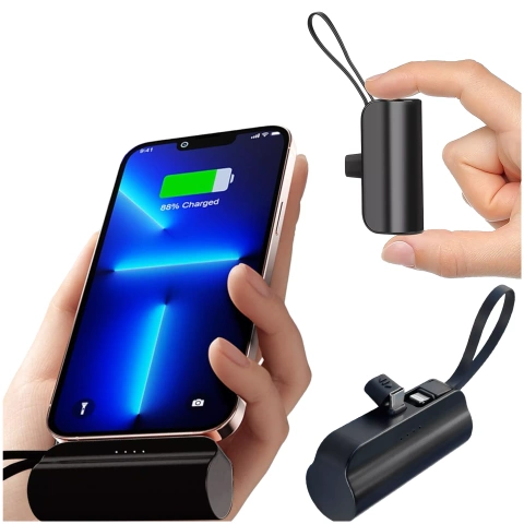 Powerbank 5000mah Alogy Power Bank Tascabile Caricabatterie Esterno Power Bank Usb-c E Lightning Nero