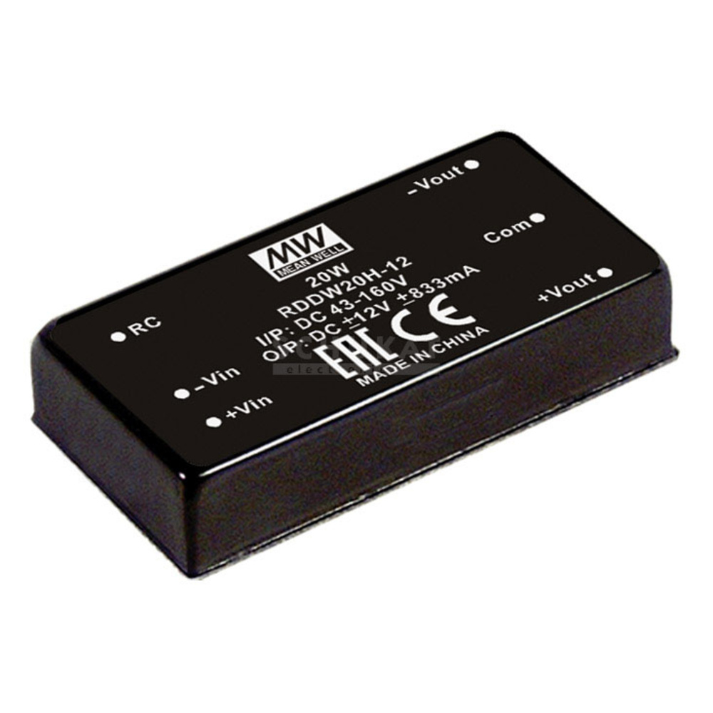 Mean Well - Rddw20h-12 Dc/Dc-Wandler 1.833 A 20 W Anzahl Ausgänge: 2 X Inhalt 1 St. 4021087048552