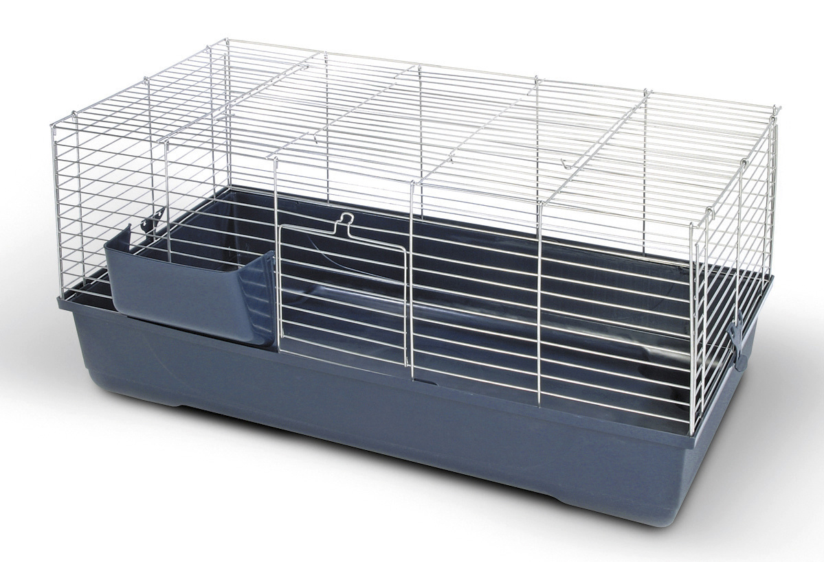 Kerbl Kleintierkäfig Gabbia Baldo | Dunkelblau, 118 × 59 × 50 cm, Kunststoffwanne und Metallgitter, inklusive Heuraufe für Nager - Bild 2