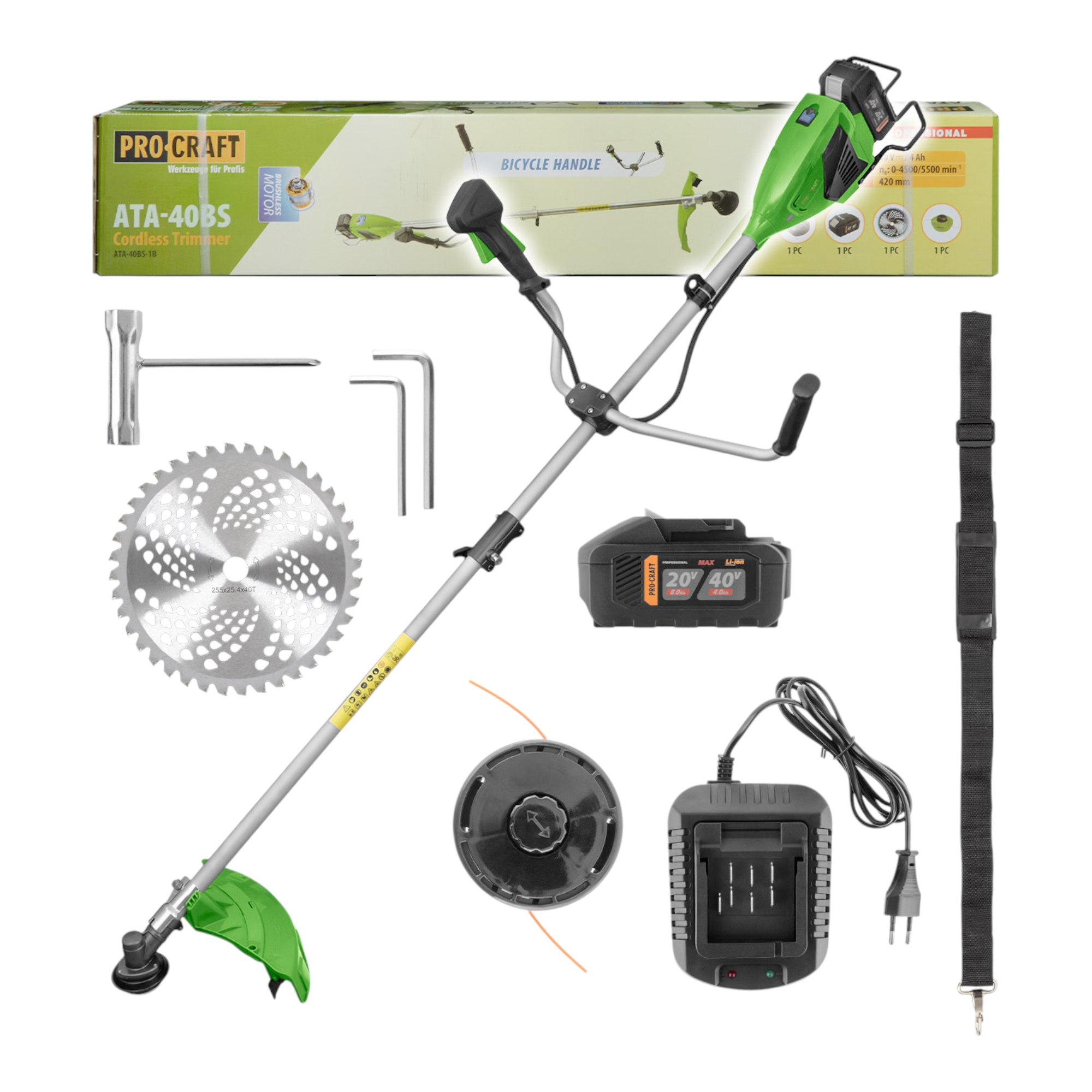 Decespugliatore A Batteria Procraft Ata-40bs 40 V 420 Mm Brushless + 1 Procraft