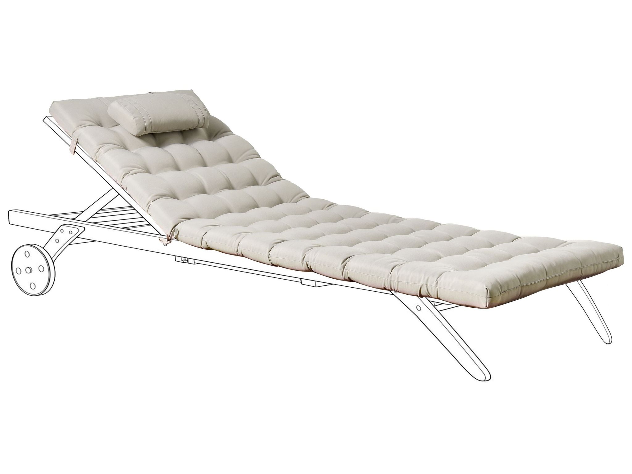Beliani - Sun Lounger Pad Cushion With Headrest For Sunbed Uv Resistant Taupe Cesana
