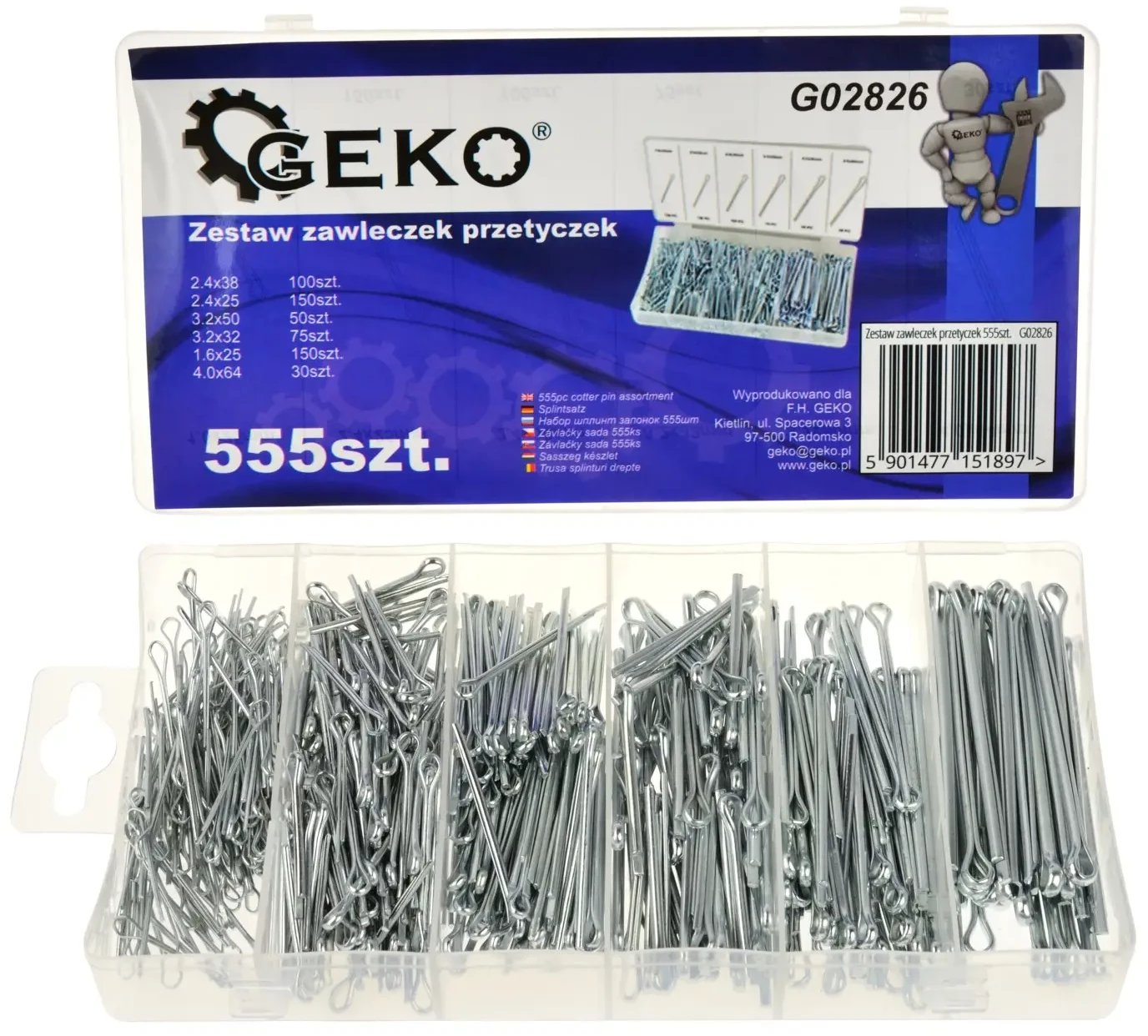 Import Befestigungsset Geko G02826 Edelstahl 555 Teile