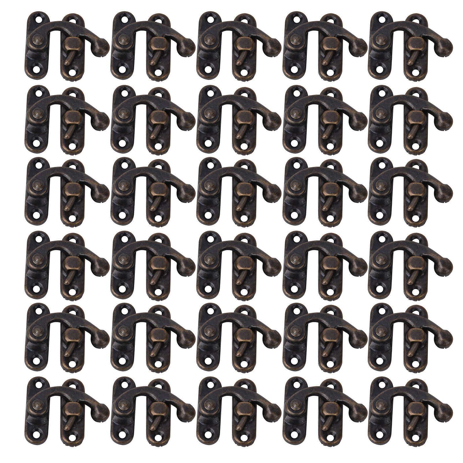 Crochets de fermeture en fer finition bronze, 3,2 x 2,8 cm, lot de 30 avec 120 vis