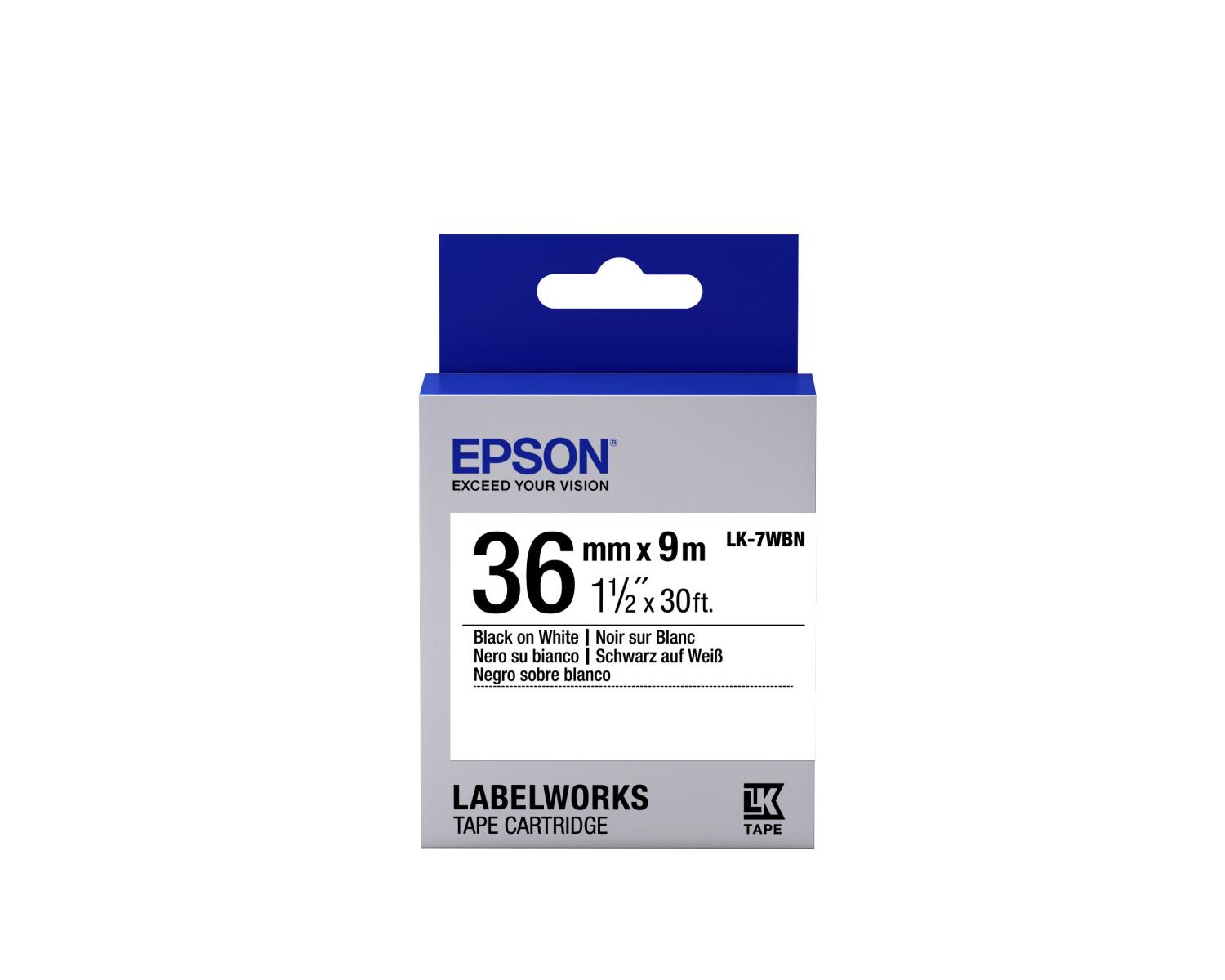 Epson Schwarz/Weiss Beschriftungsband, Etikettenkassette Lk-7Wbn (3.60 Cm, Weiss) - Image 3