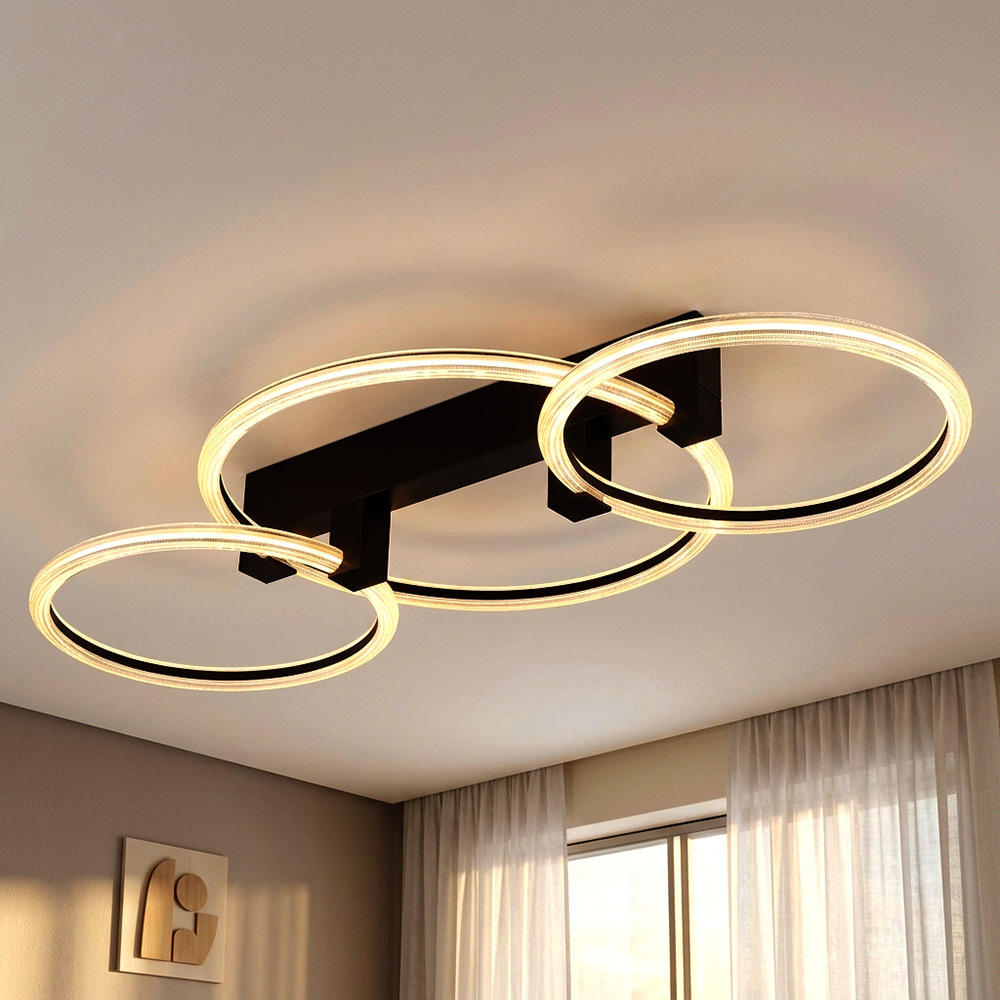 Globo Lighting Schwarz Led Deckenlampe Deckenleuchte Wohnzimmerlampe Aufbau Metall L 76,1 Cm