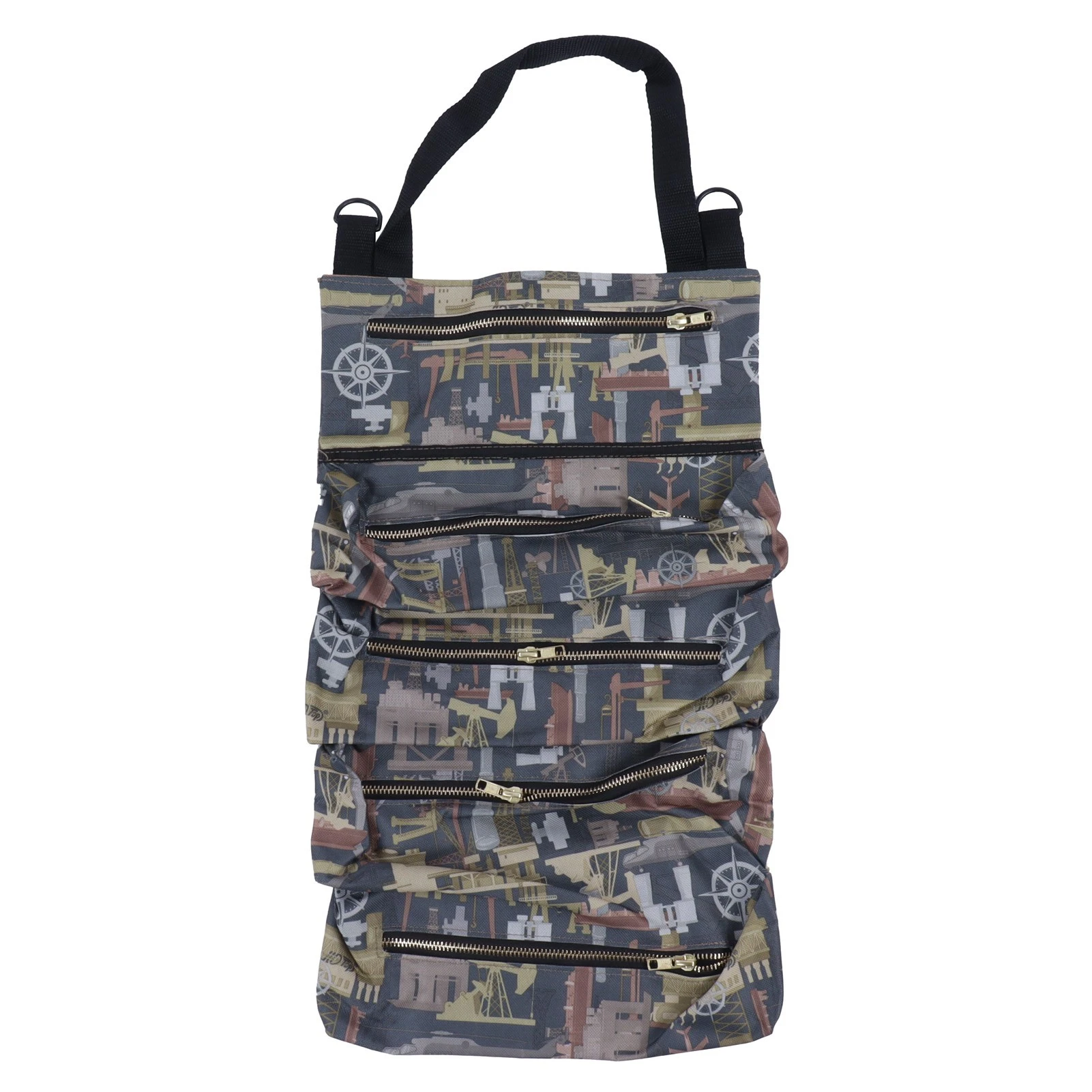 Sac à outils de jardin enroulable imperméable, rangement sécateur pelle gants, gris