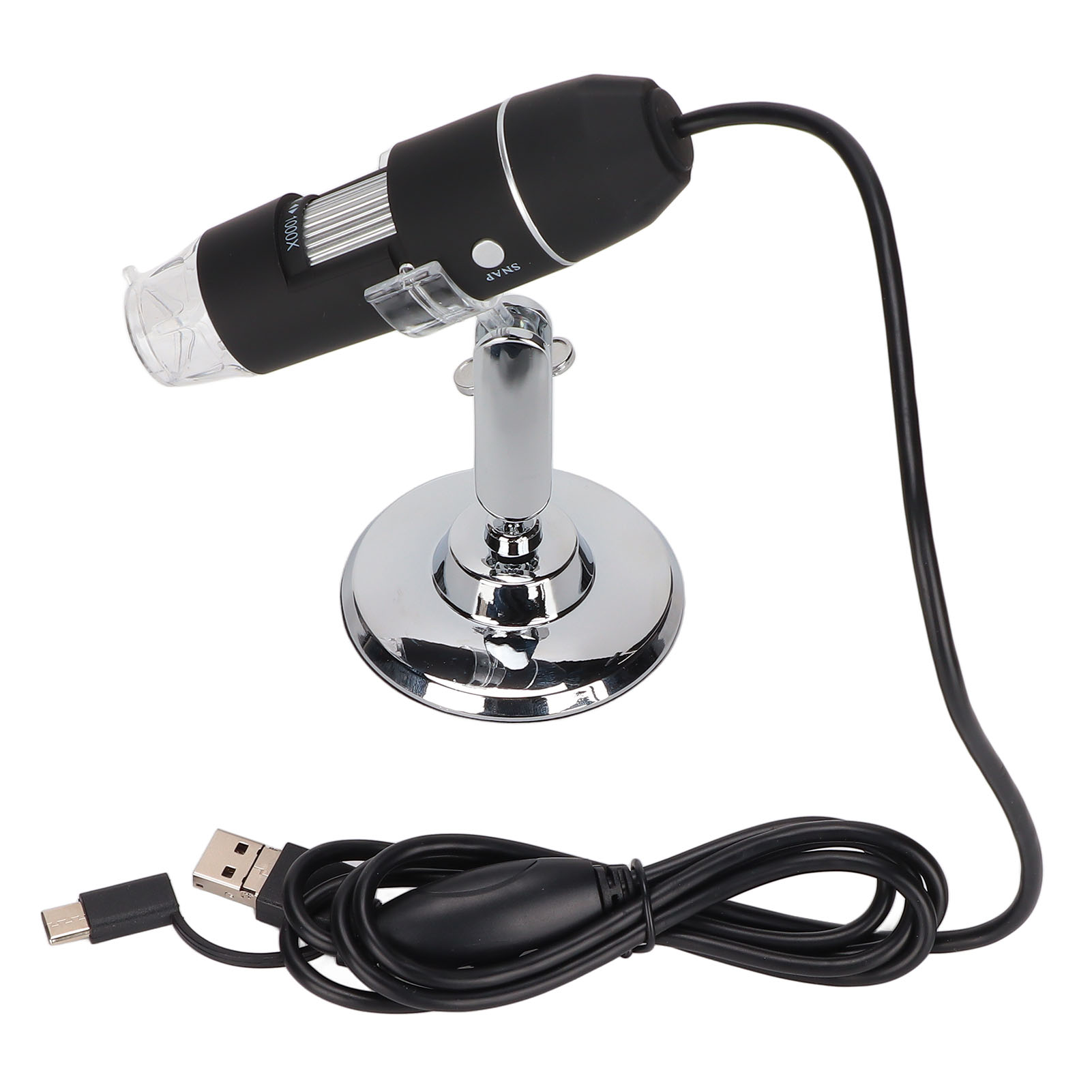 Microscope numérique USB 50x-1000x avec 8 LED réglables, fonction OTG pour Android et Windows