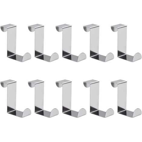 Crochets de porte réversibles en acier inoxydable, jusqu'à 18 mm, sans perçage, lot de 10