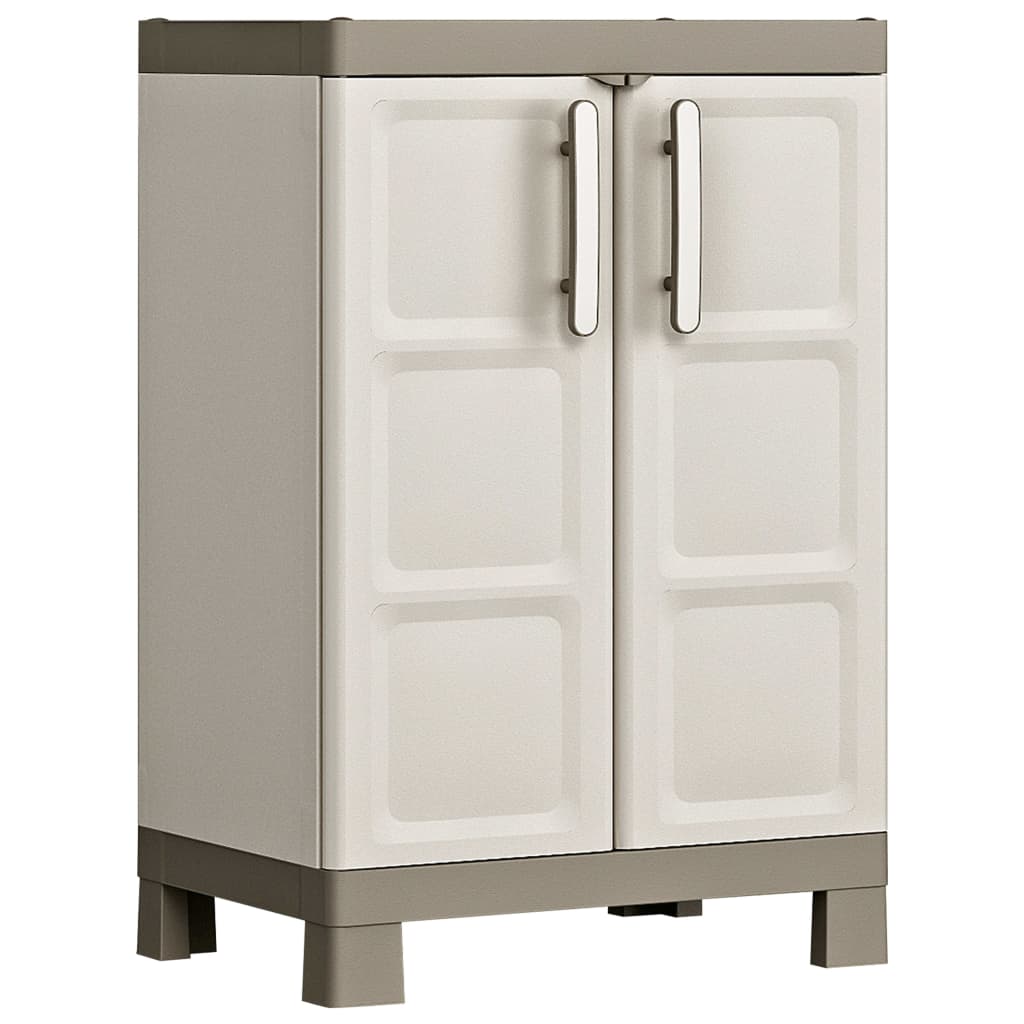 Armoire De Rangement Basse Excellence Beige Et Taupe 97 Cm Keter