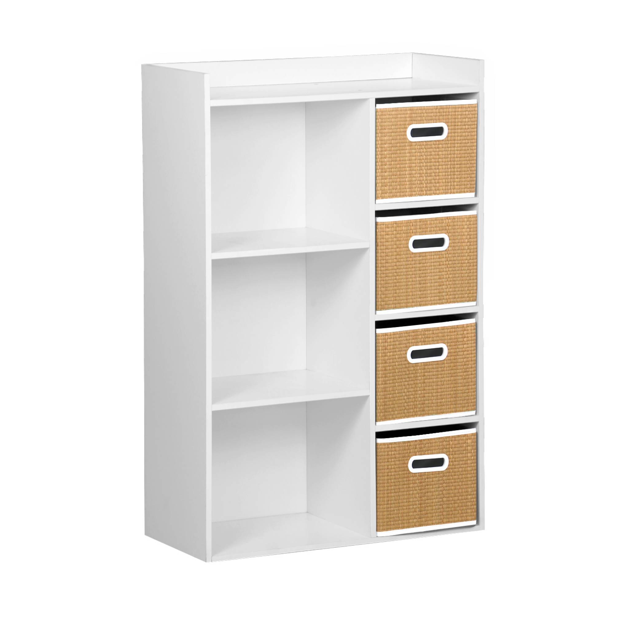 Sweeek - Meuble De Rangement Pour Enfant Avec 7 Compartiments Et 4 Paniers Fibre Naturelle