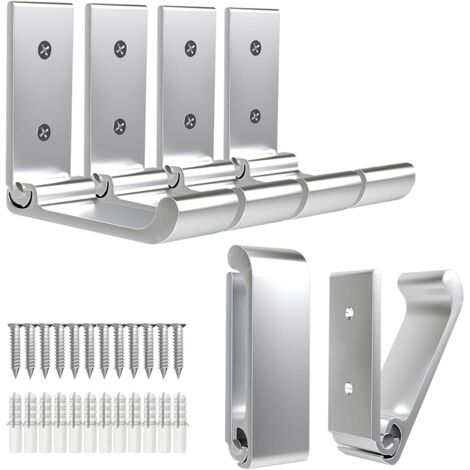 Crochet mural pliable en alliage d'aluminium, 18 kg, argenté, lot de 6