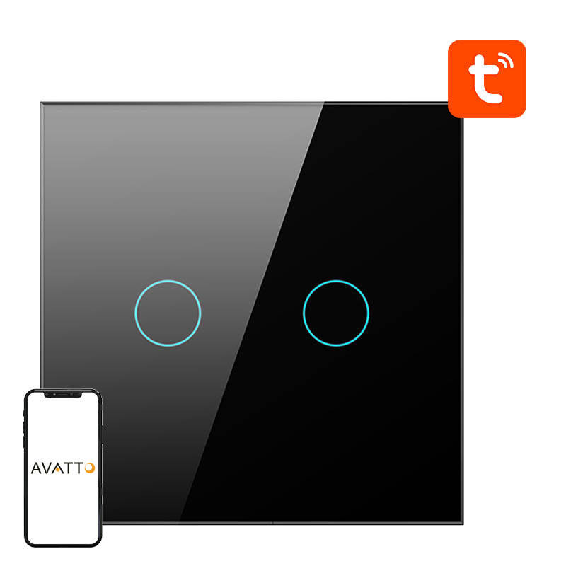 Avatto ZigBee Touch-Lichtschalter ZTS02-EU-B2, doppelt TUYA (schwarz) - Bild 5