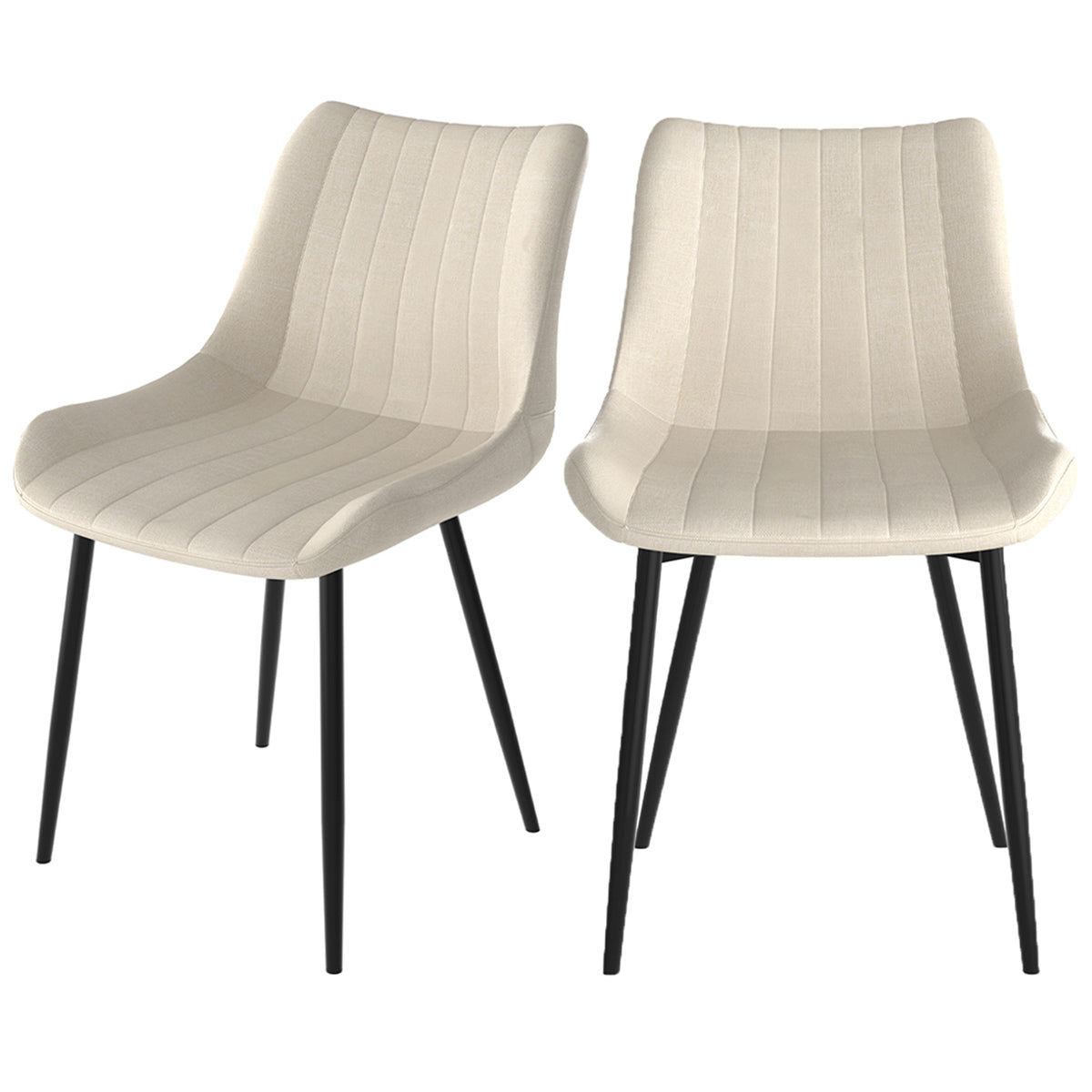 Rendez-vous Déco - Lot De 2 Chaises En Tissu Beige Et Métal Noir - Killi